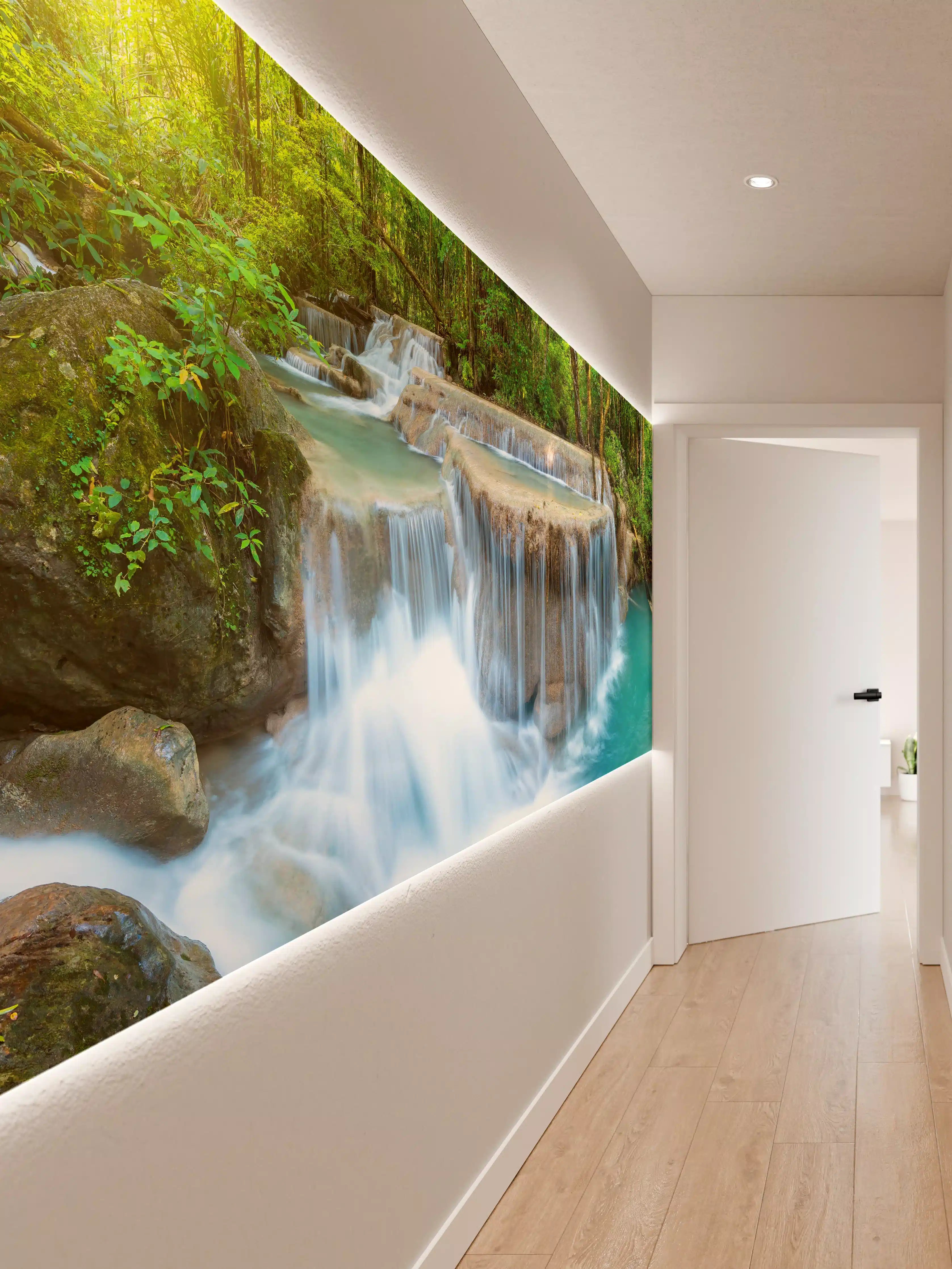 Wandverkleidung Flur - Wasserfall im Wald von Thailand