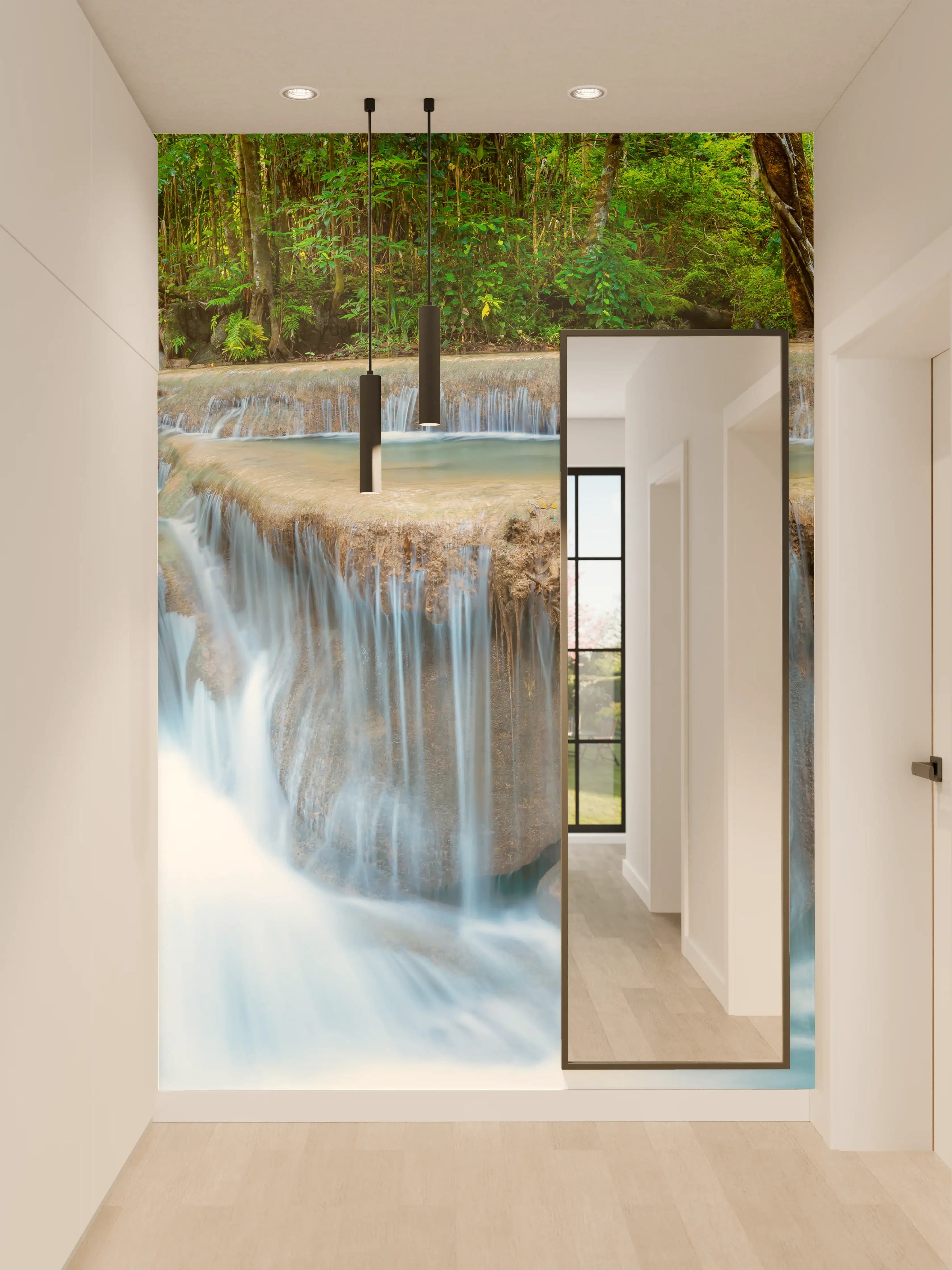 Wandverkleidung Flur - Wasserfall im Wald von Thailand