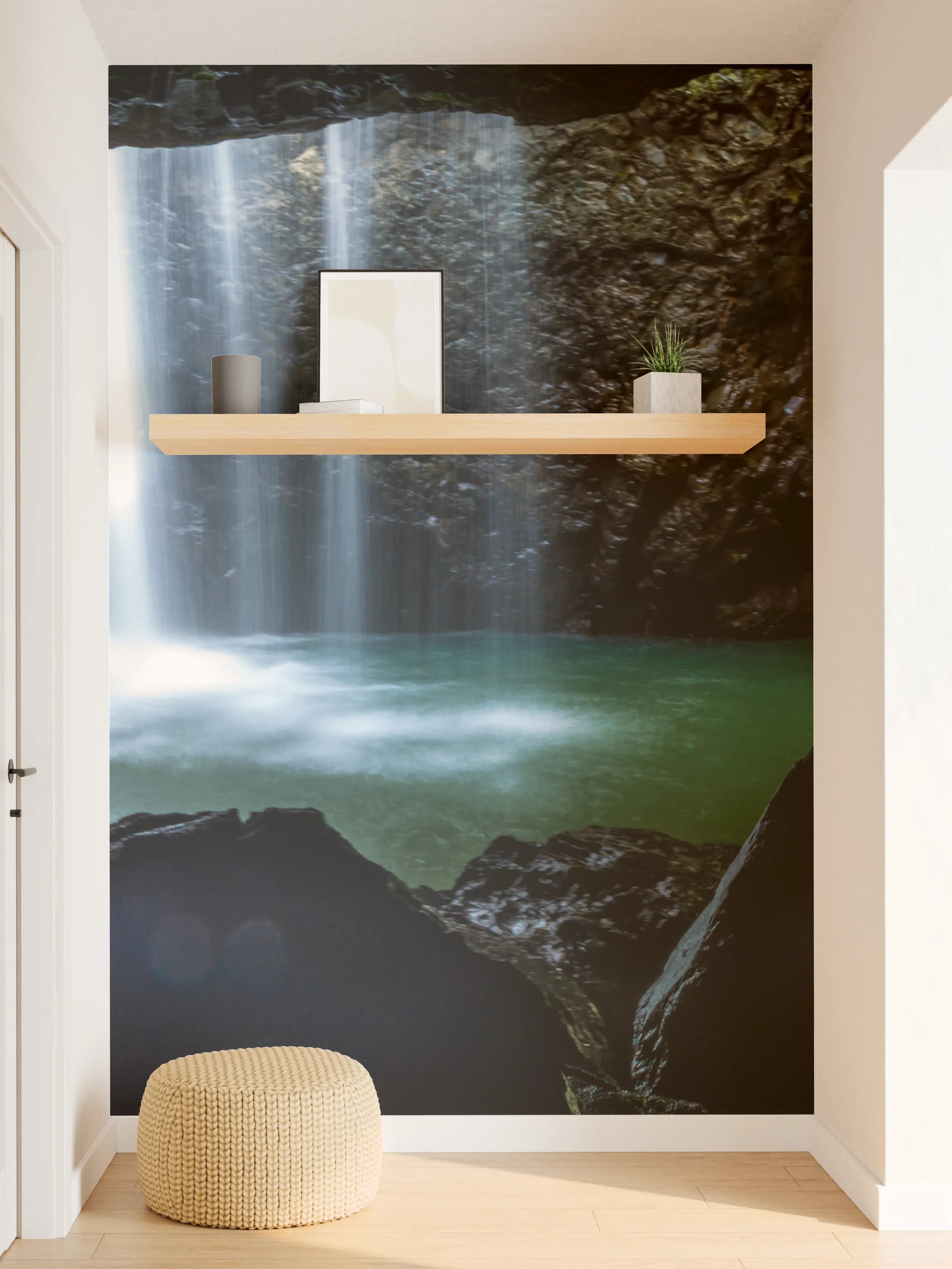 Wandverkleidung Flur - Wasserfall in der Höhle
