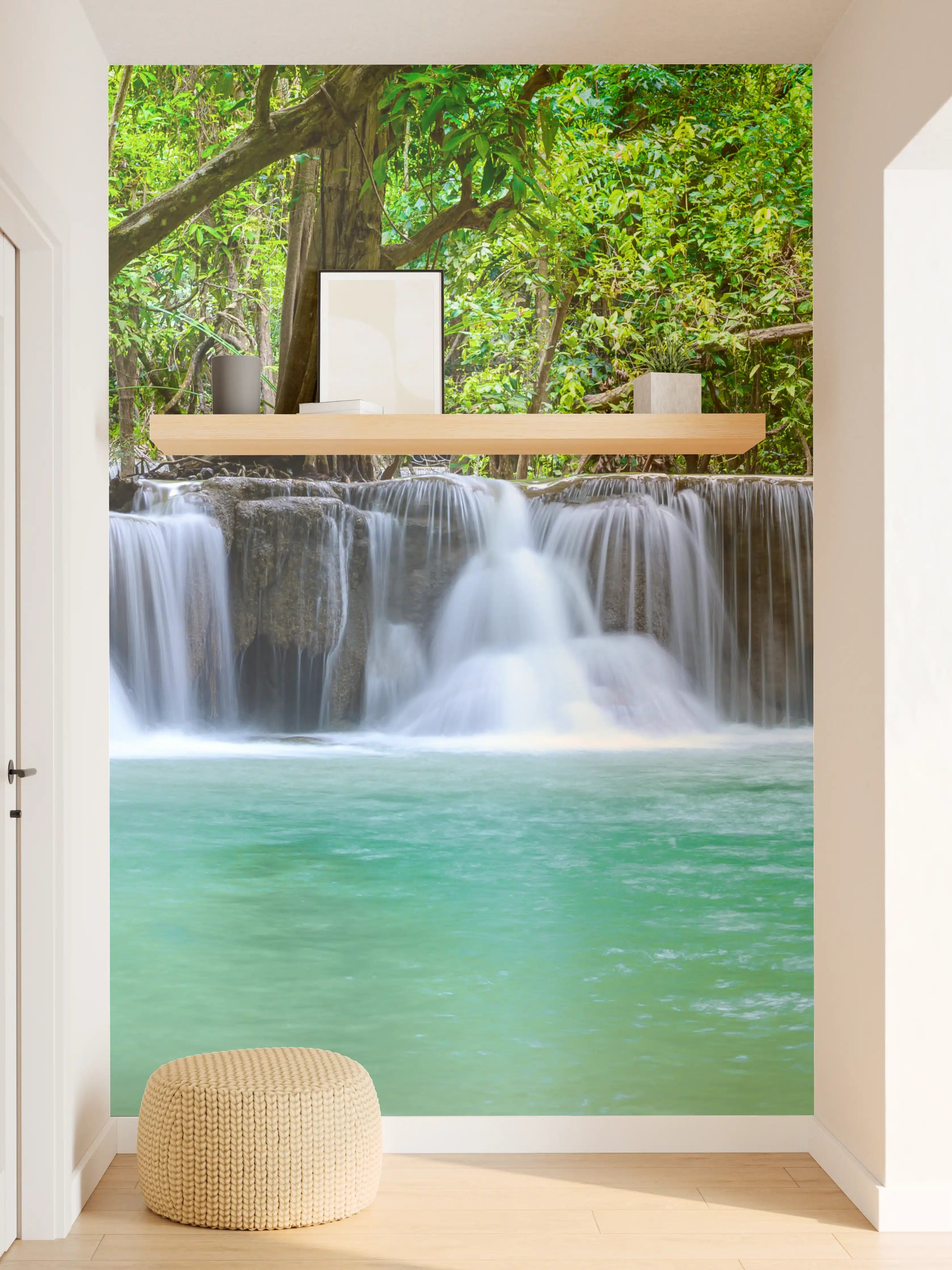 Wandverkleidung Flur - Wasserfall tief im tropischen Wald