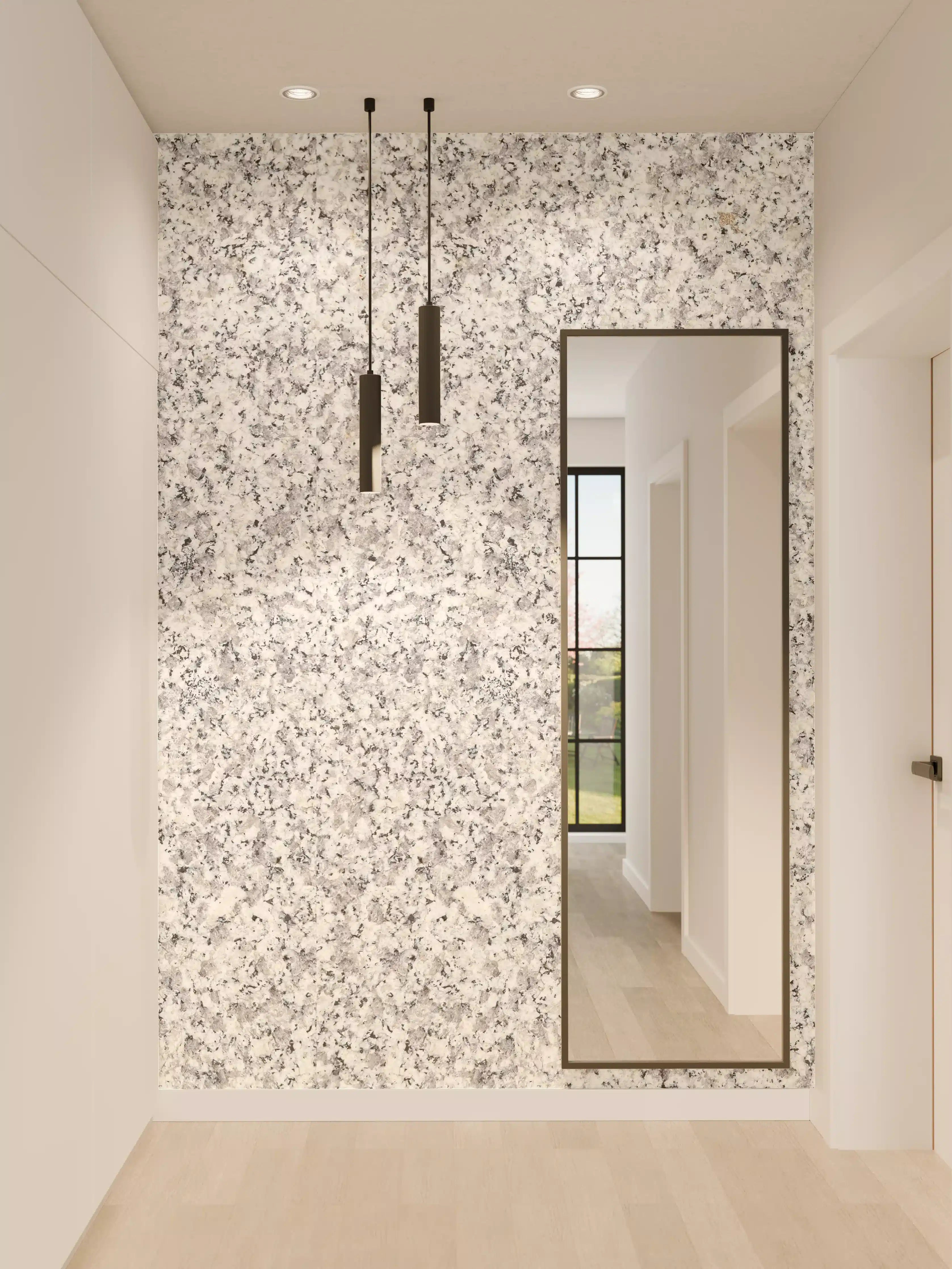 Wandverkleidung Flur - Weiß-Grau Terrazzo Bodentextur