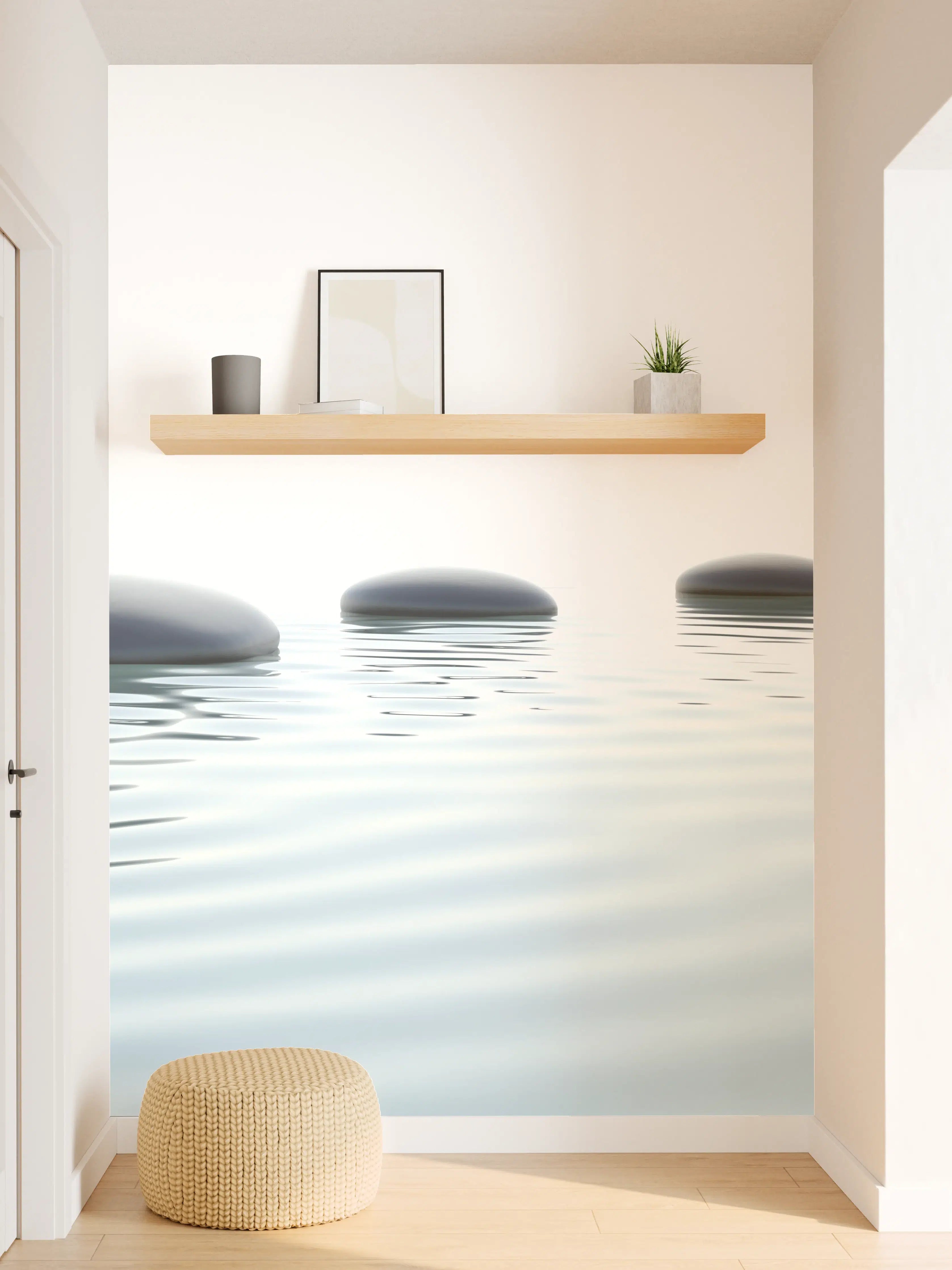 Wandverkleidung Flur - Weiß-Grau Wassersteine