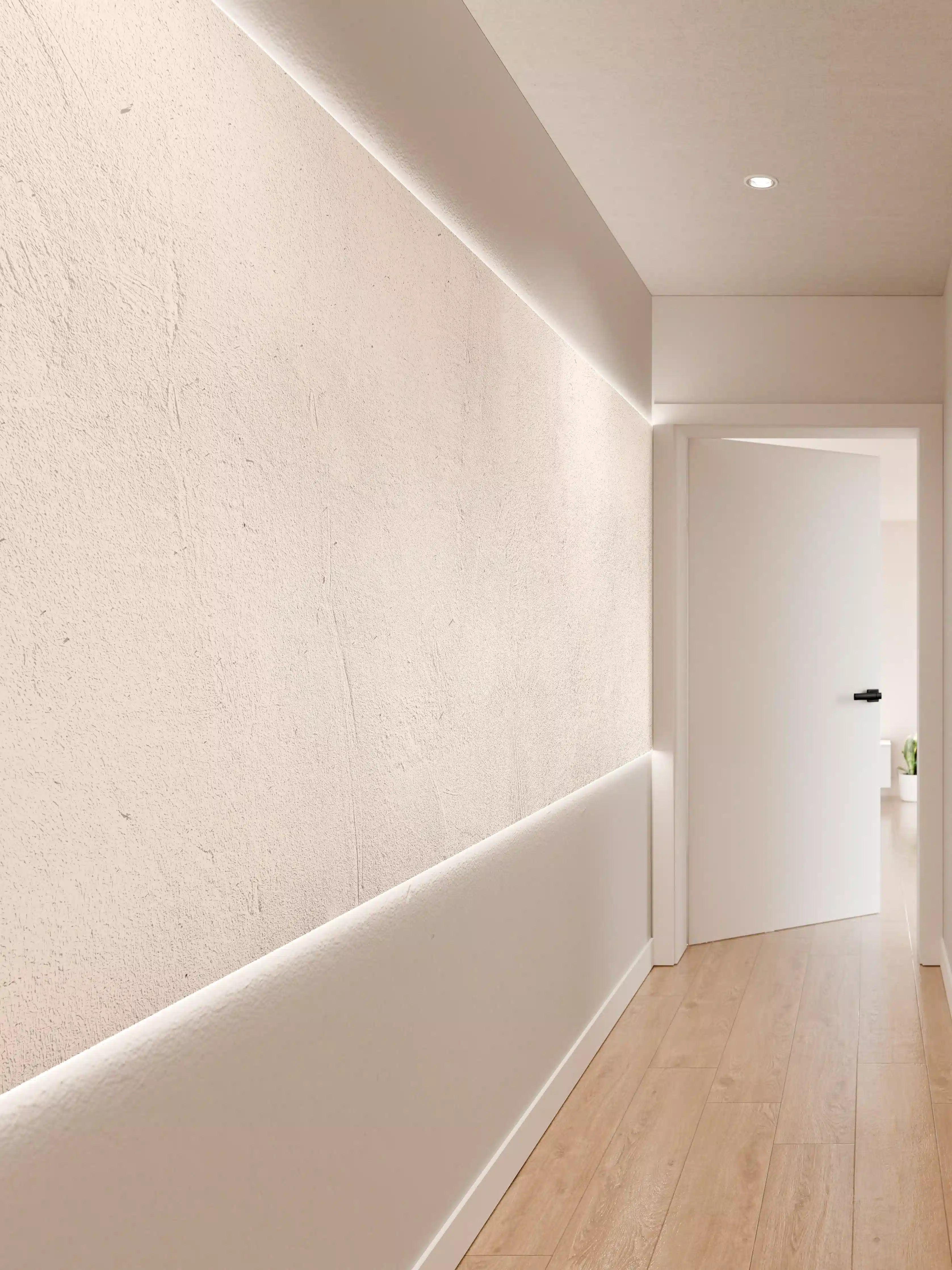Wandverkleidung Flur - Weiß beige Betonwand