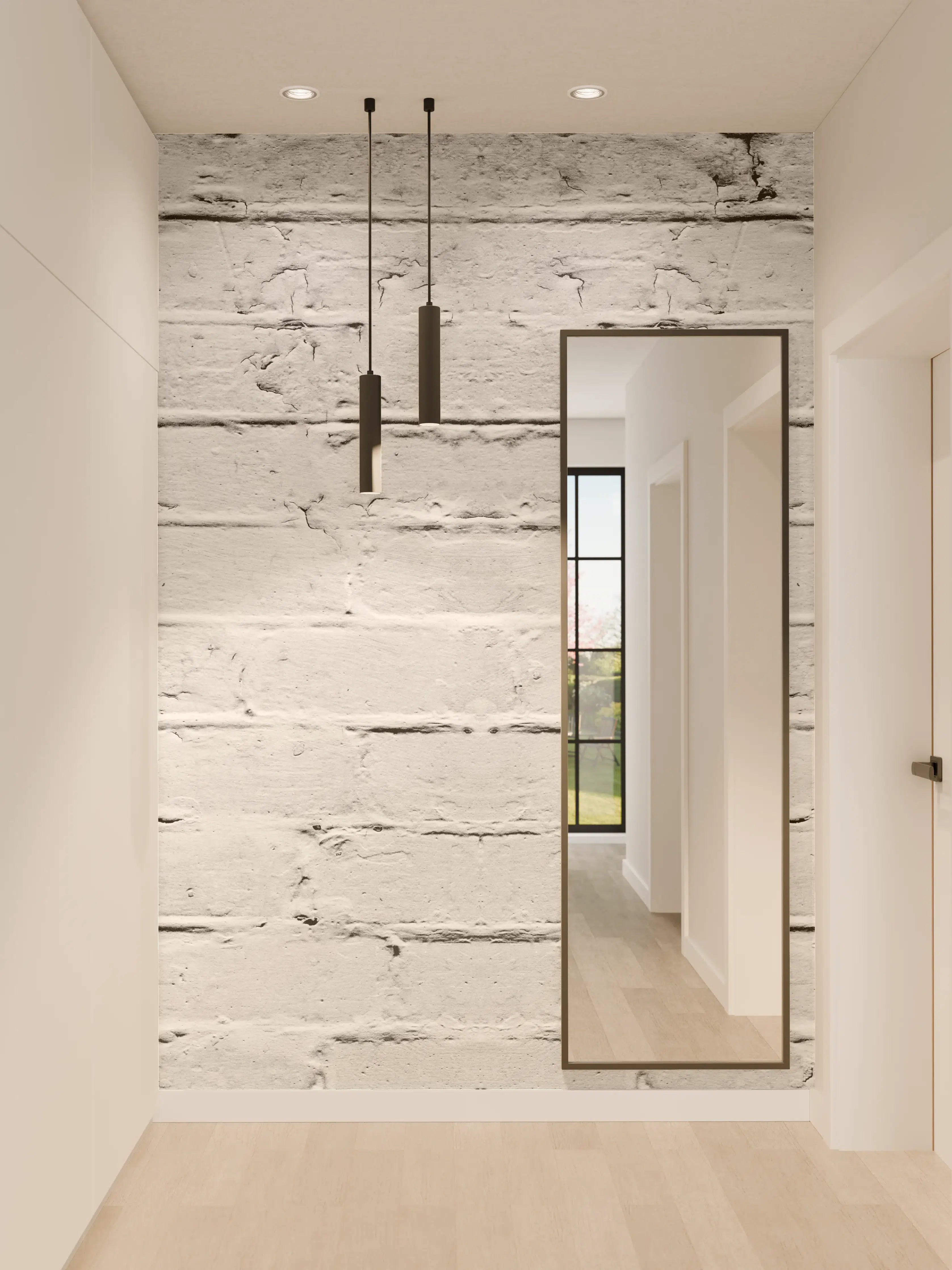 Wandverkleidung Flur - Weiß grau beschädigte Backstein Wand