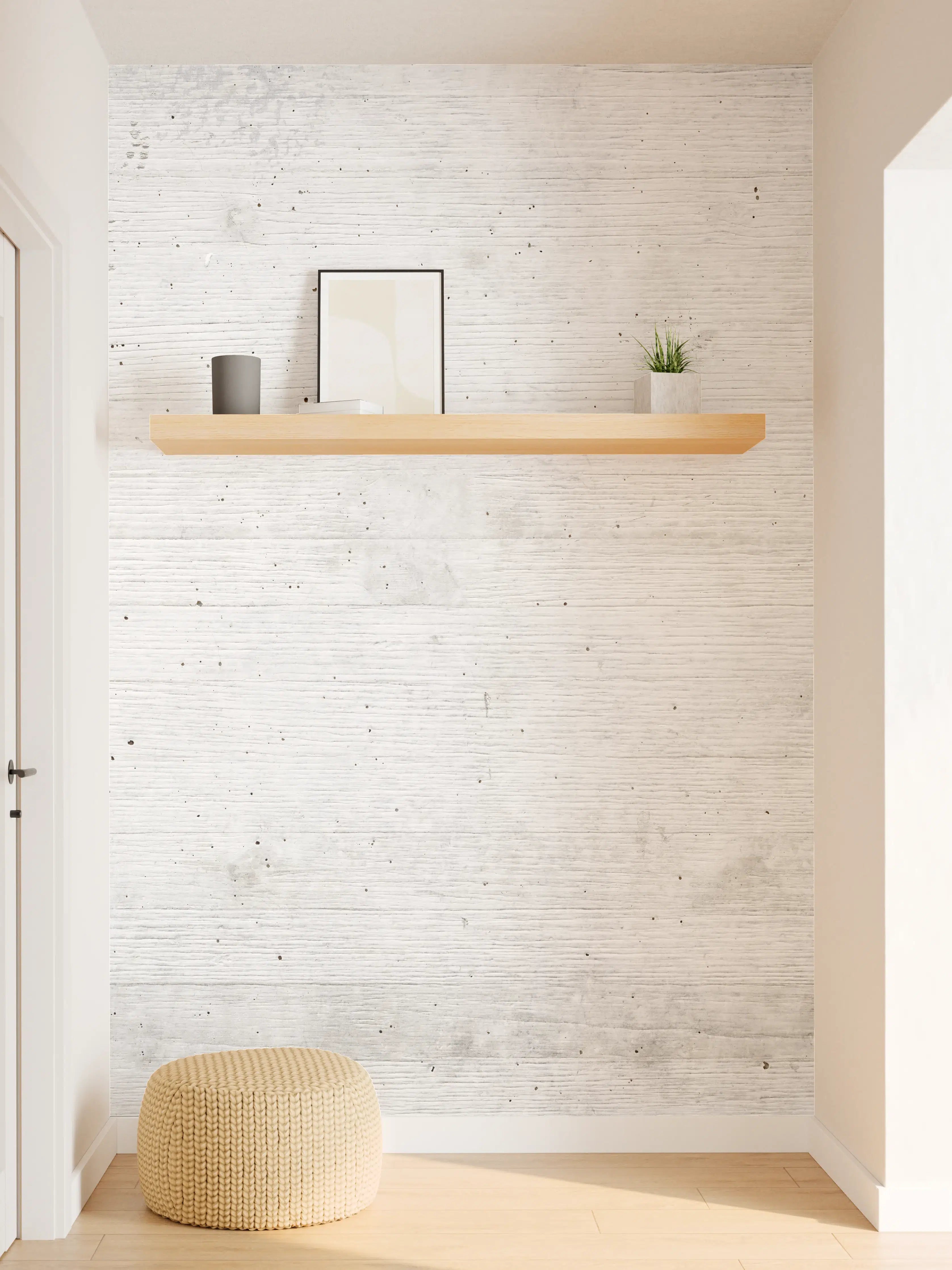 Wandverkleidung Flur - Weiße Betonstruktur