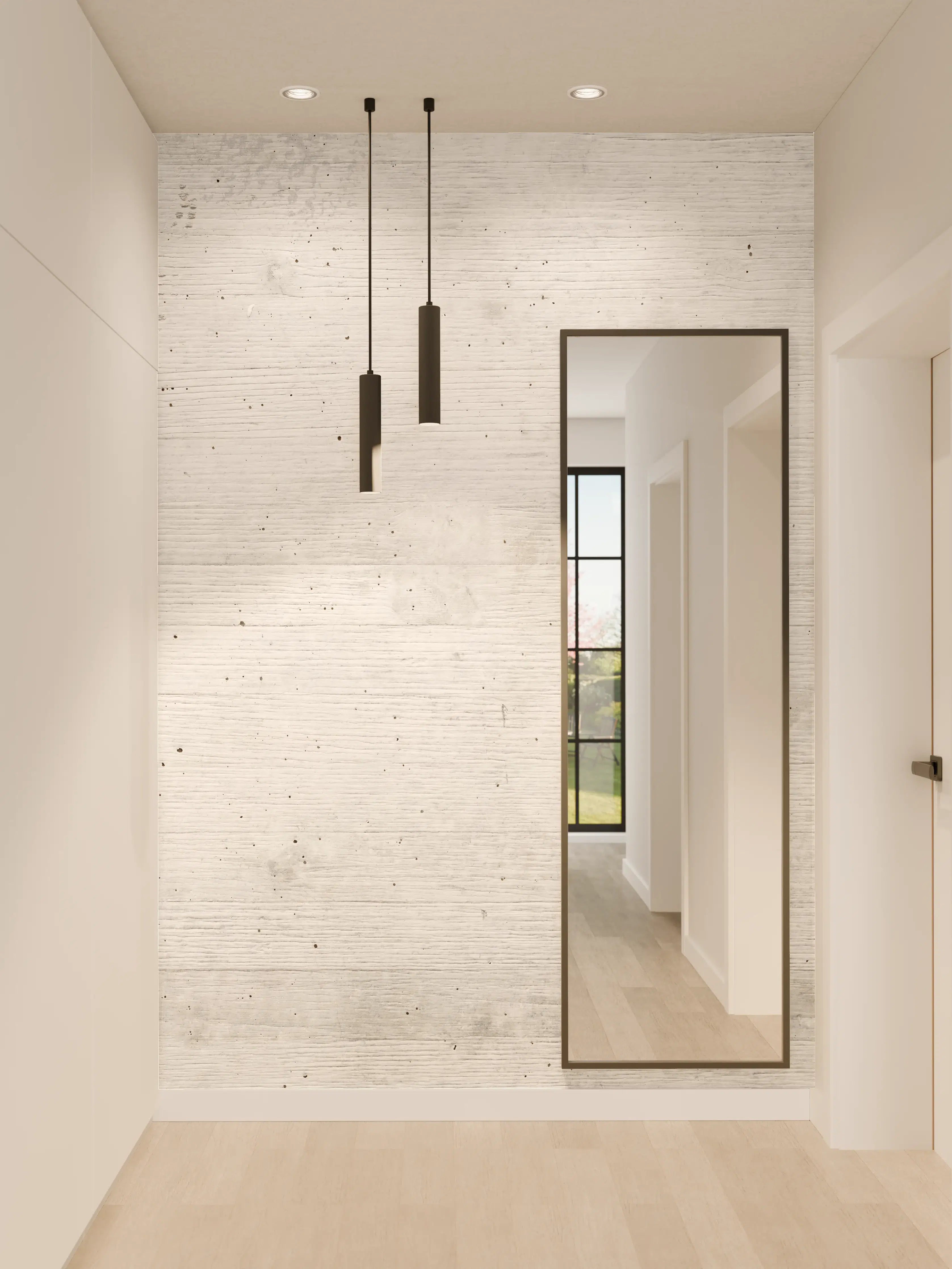 Wandverkleidung Flur - Weiße Betonstruktur