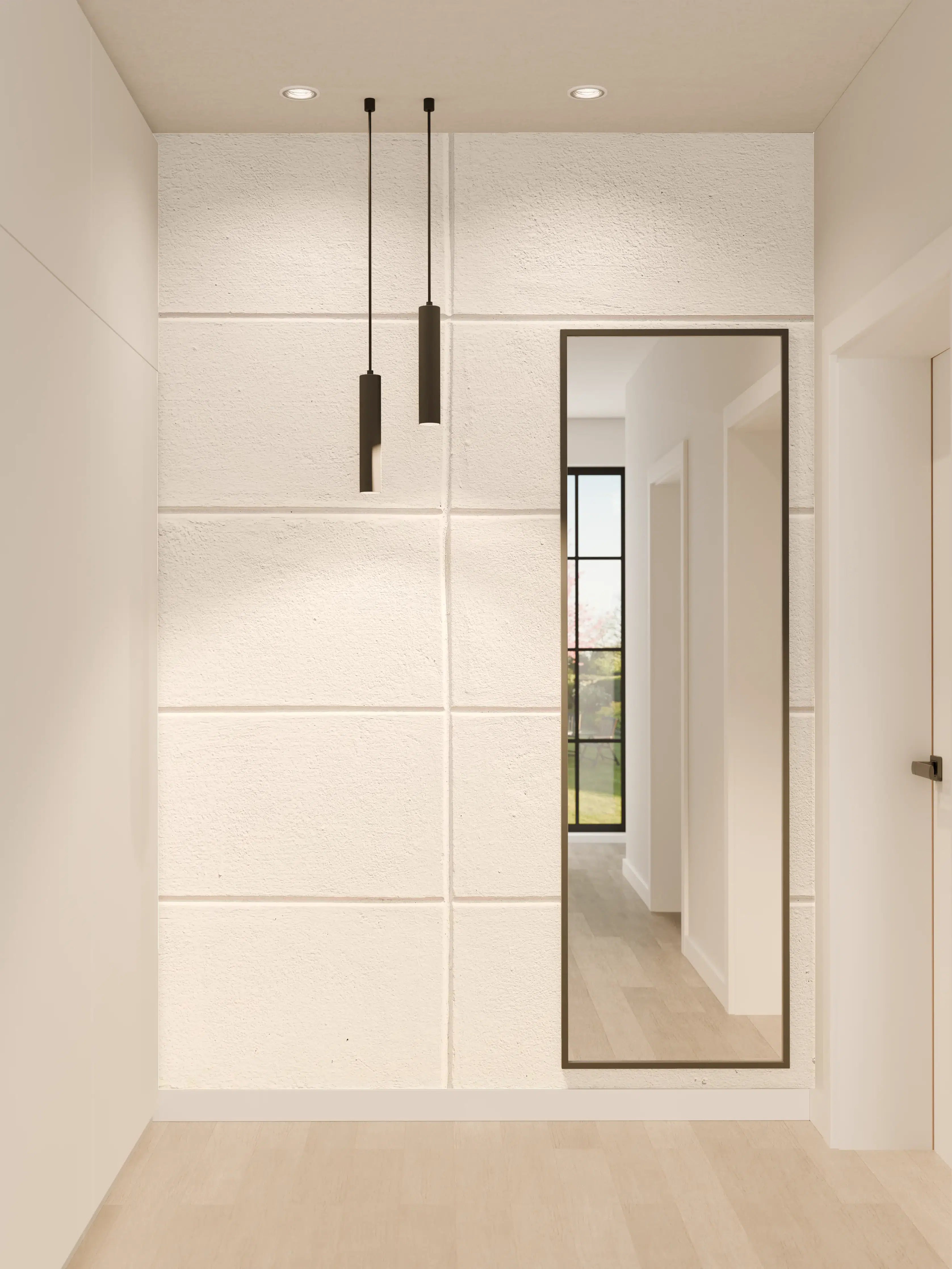 Wandverkleidung Flur - Weiße Zementblock-Wand