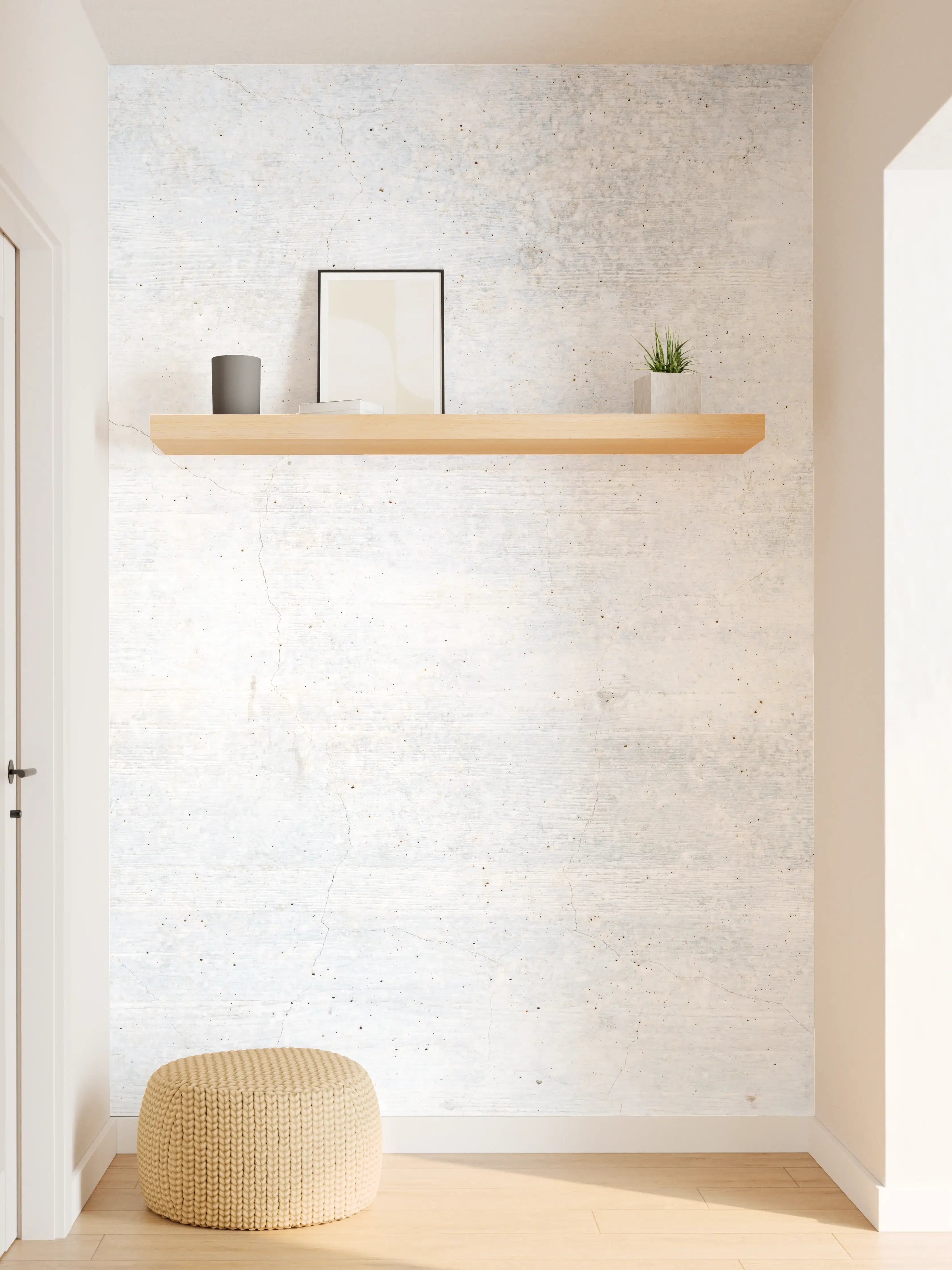 Wandverkleidung Flur - Weiße verwitterte Betonwand