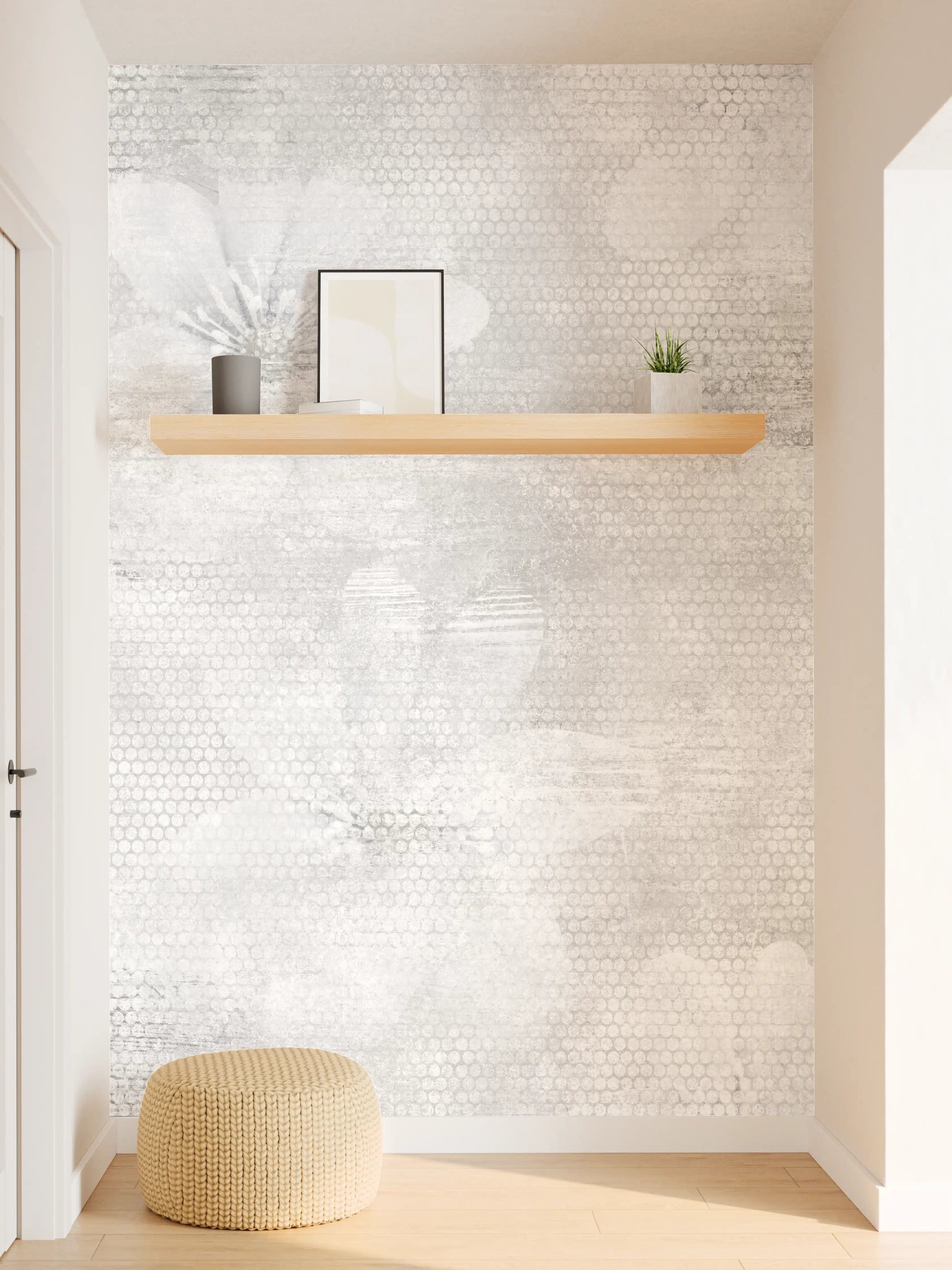 Wandverkleidung Flur - Weißes Blumen Muster - Floral