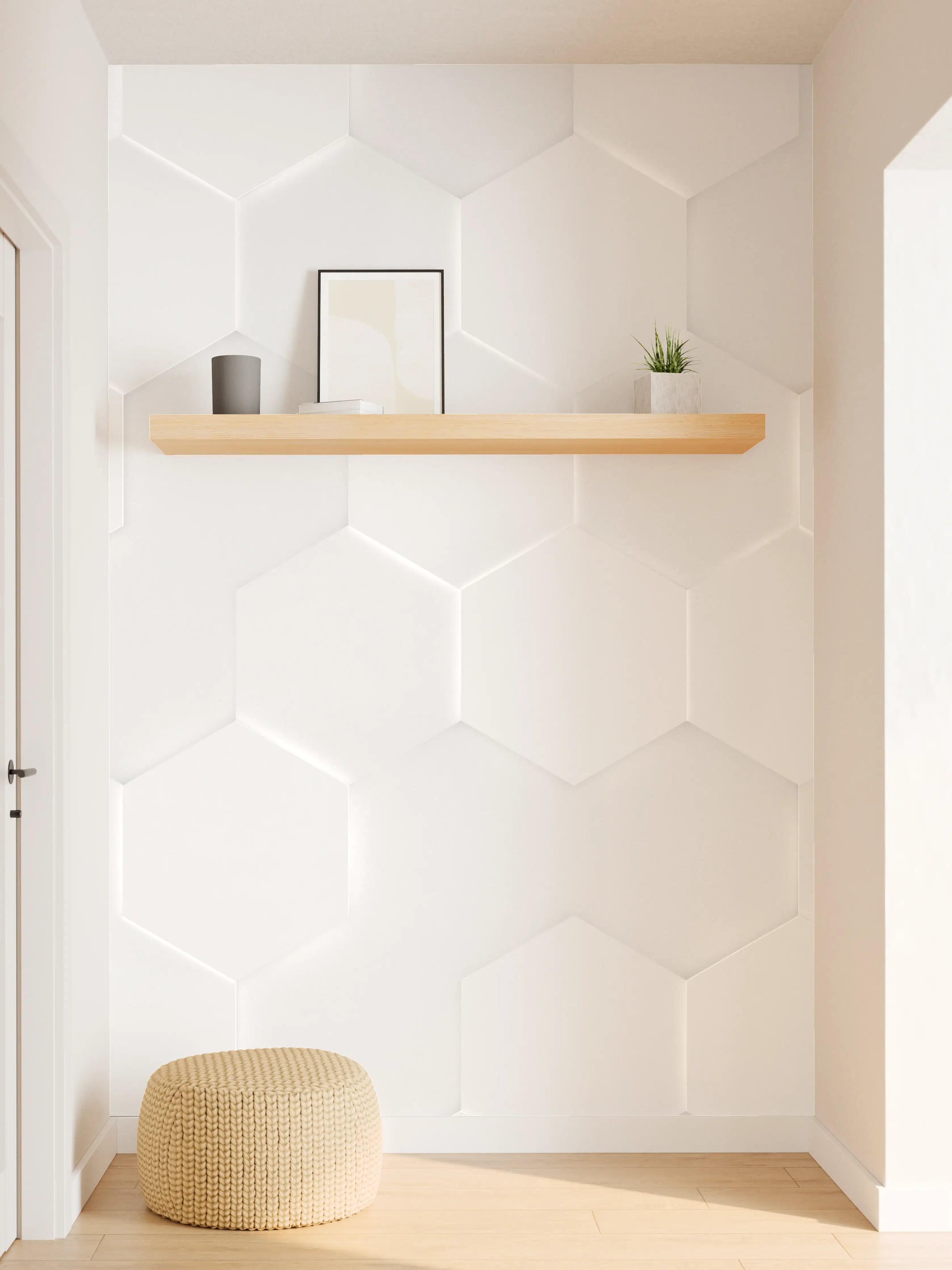 Wandverkleidung Flur - Weißes Hexagon-Muster
