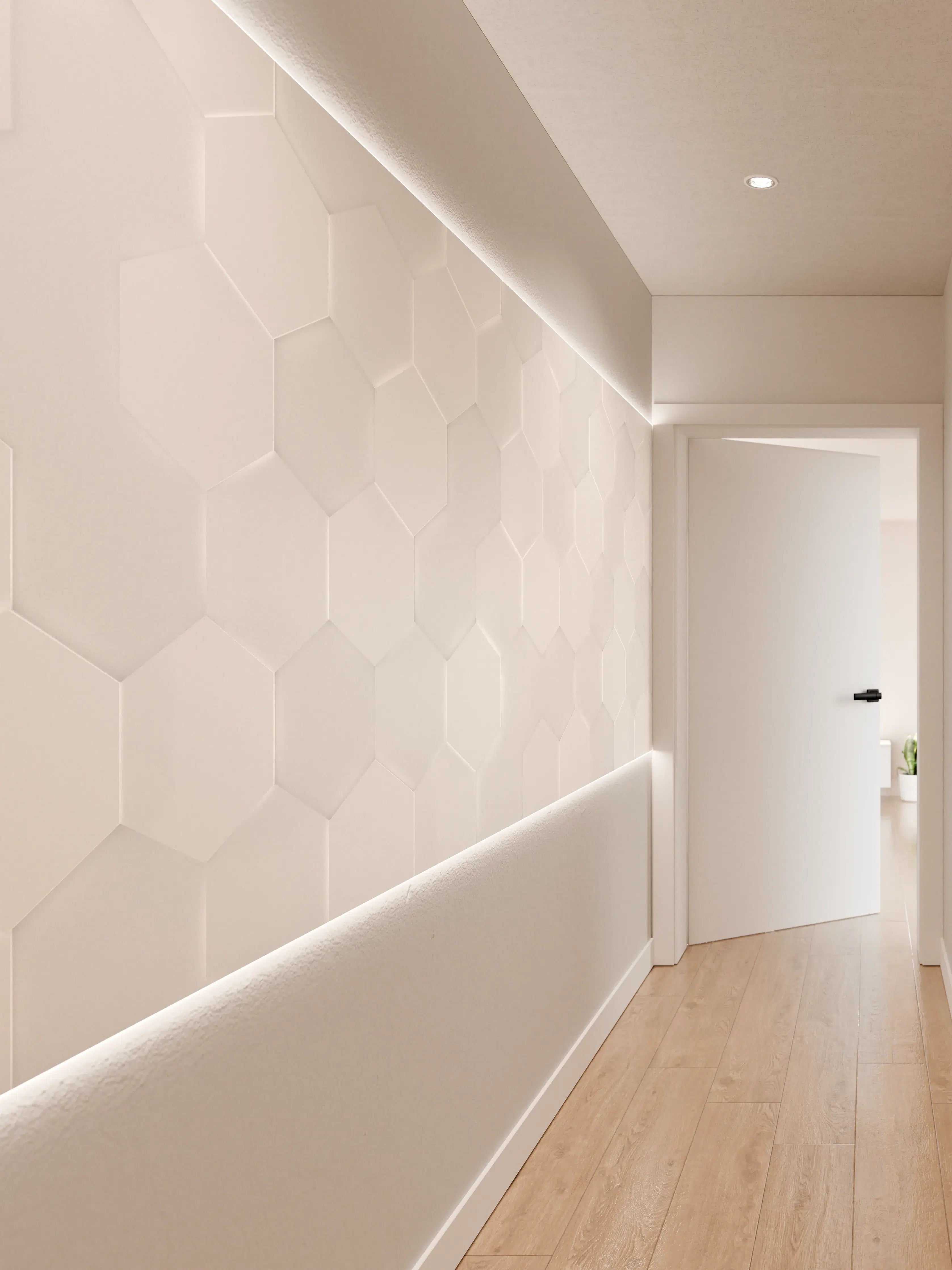 Wandverkleidung Flur - Weißes Hexagon-Muster