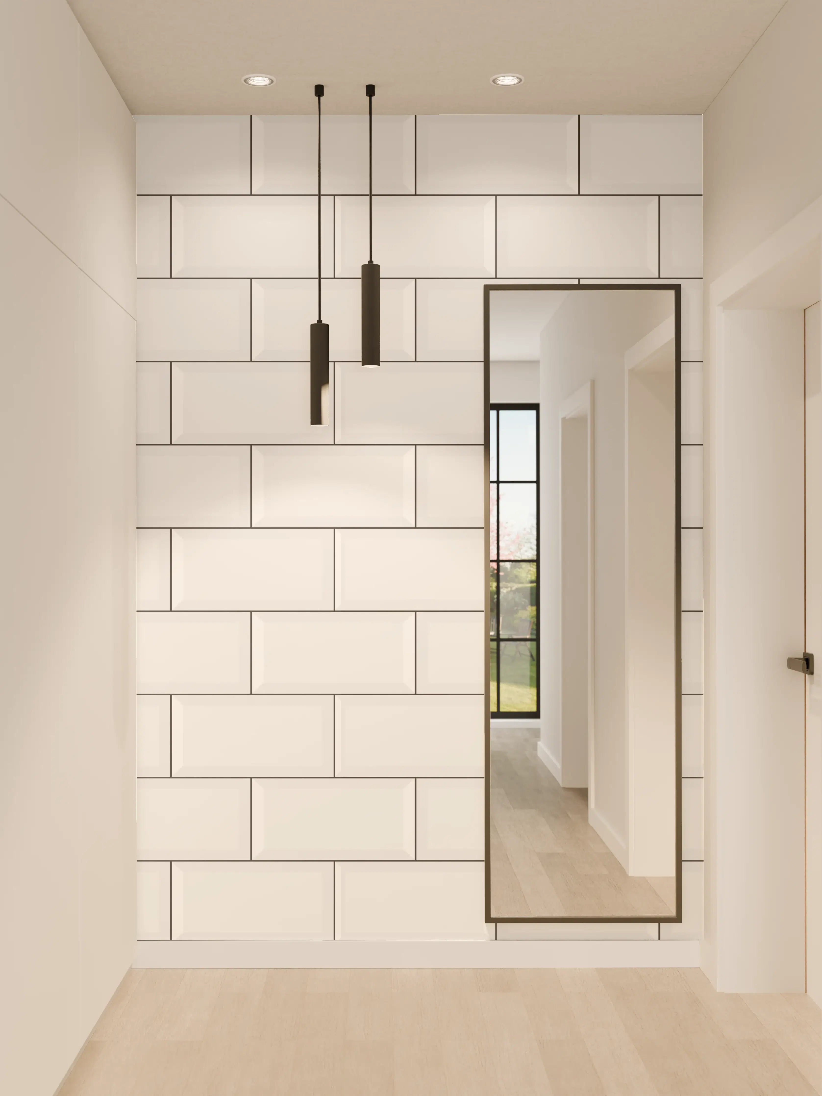 Wandverkleidung Flur - Weißes Mauerwerk-Design