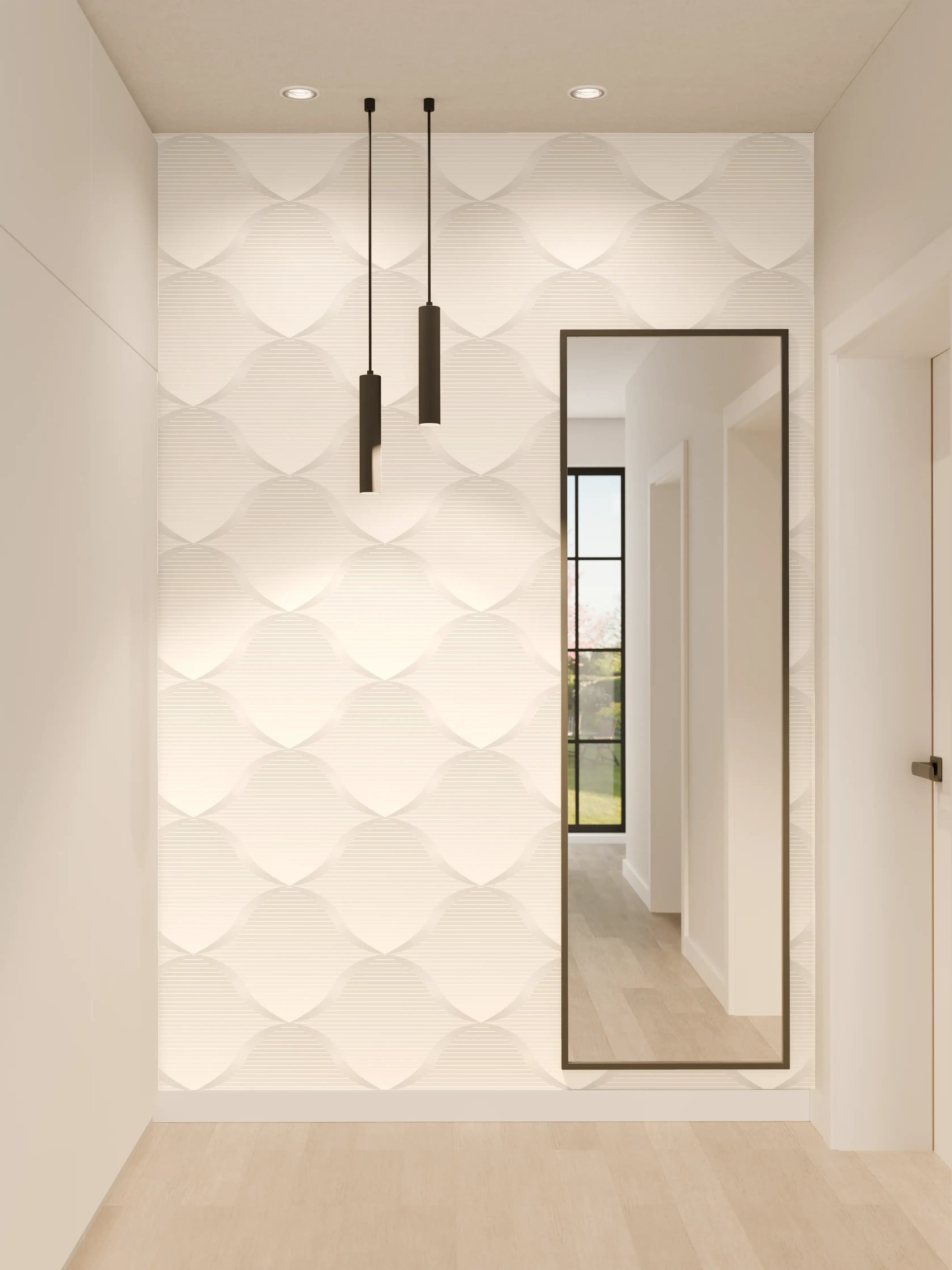 Wandverkleidung Flur - Weißes Steppmuster - Stoffdesign