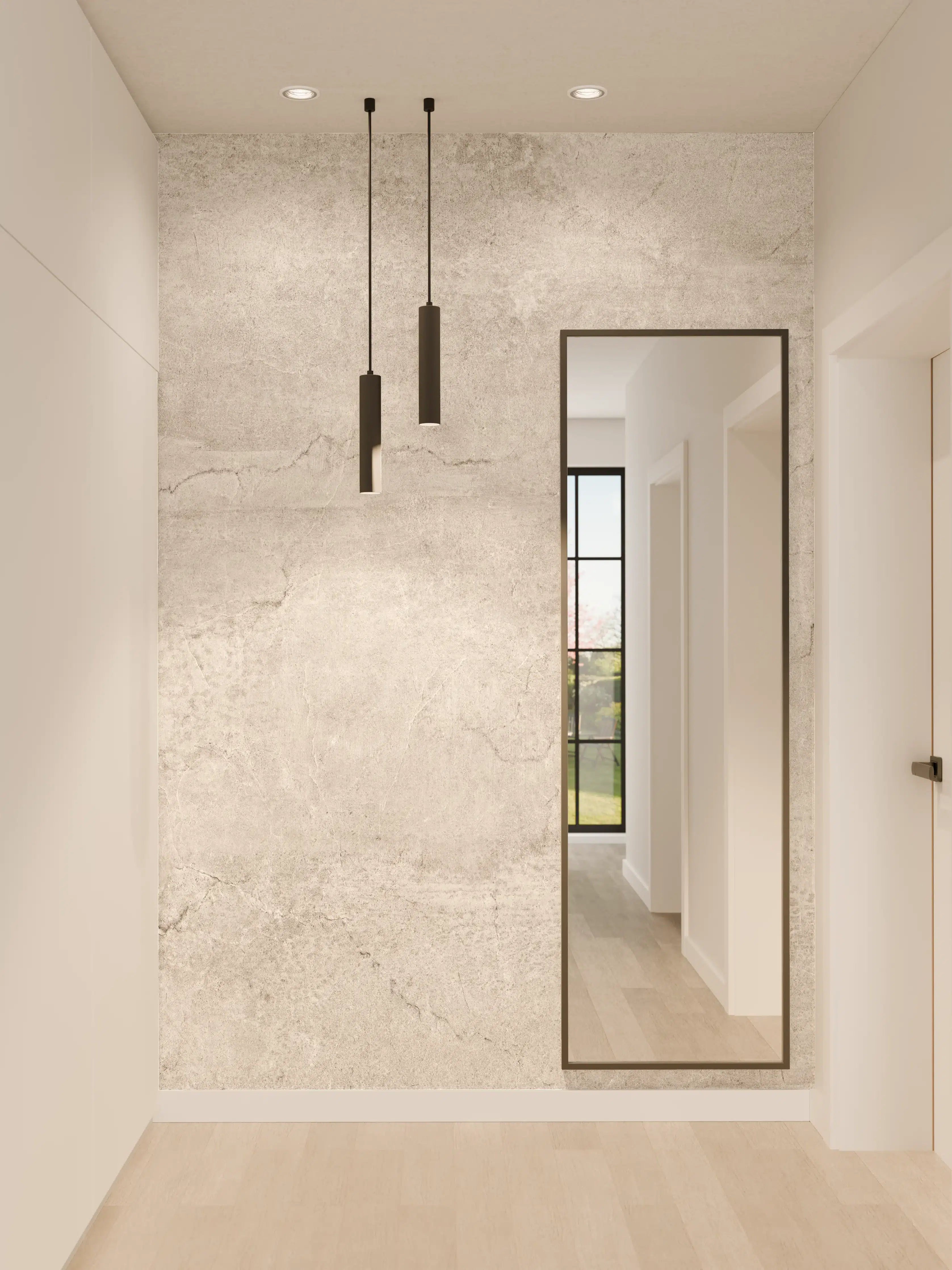 Wandverkleidung Flur - Weißliche Zement Textur 