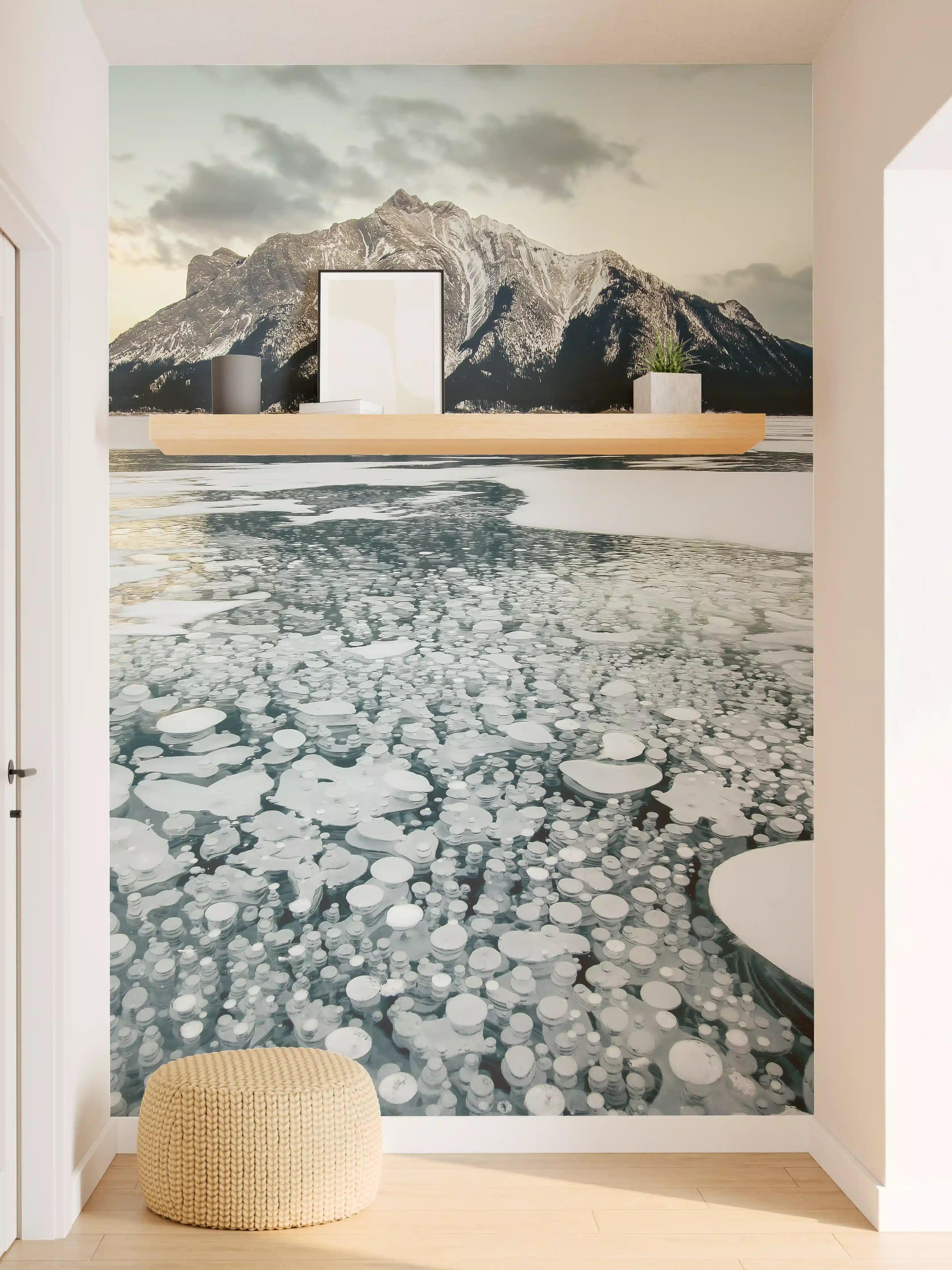 Wandverkleidung Flur - Winterlicher See mit Eisblasen