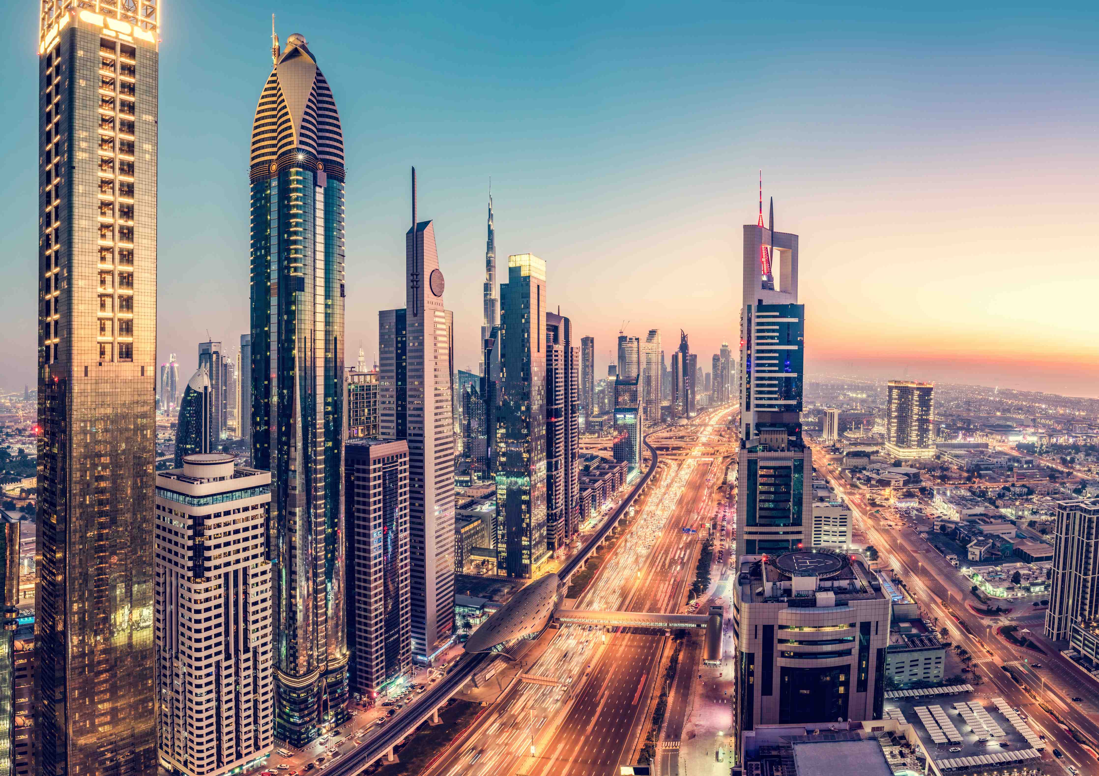 Wandverkleidung Flur-Wolkenkratzer - Hochhäuser in der Innenstadt von Dubai