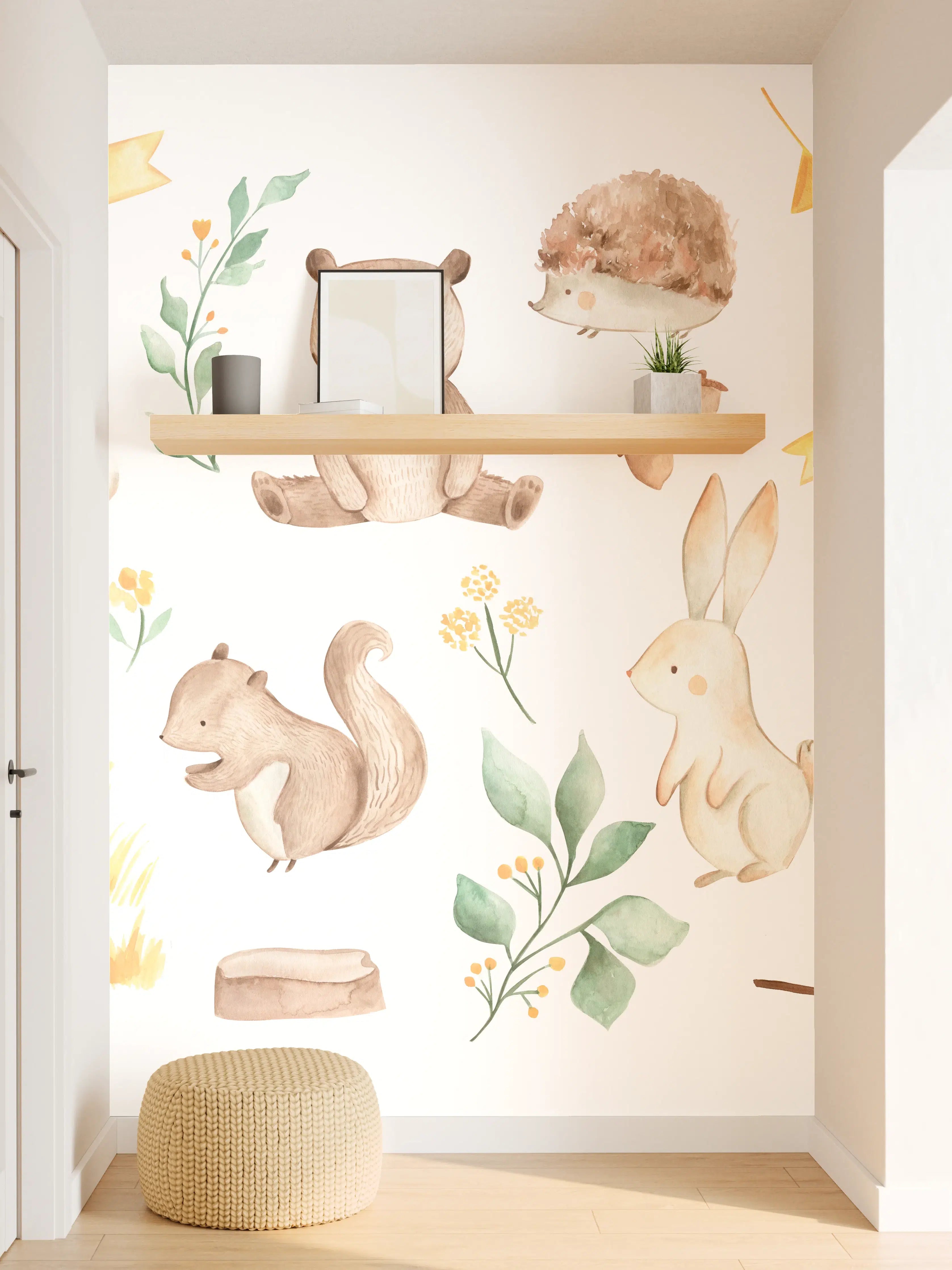 Wandverkleidung Flur - Woodland Tiere - Aquarell