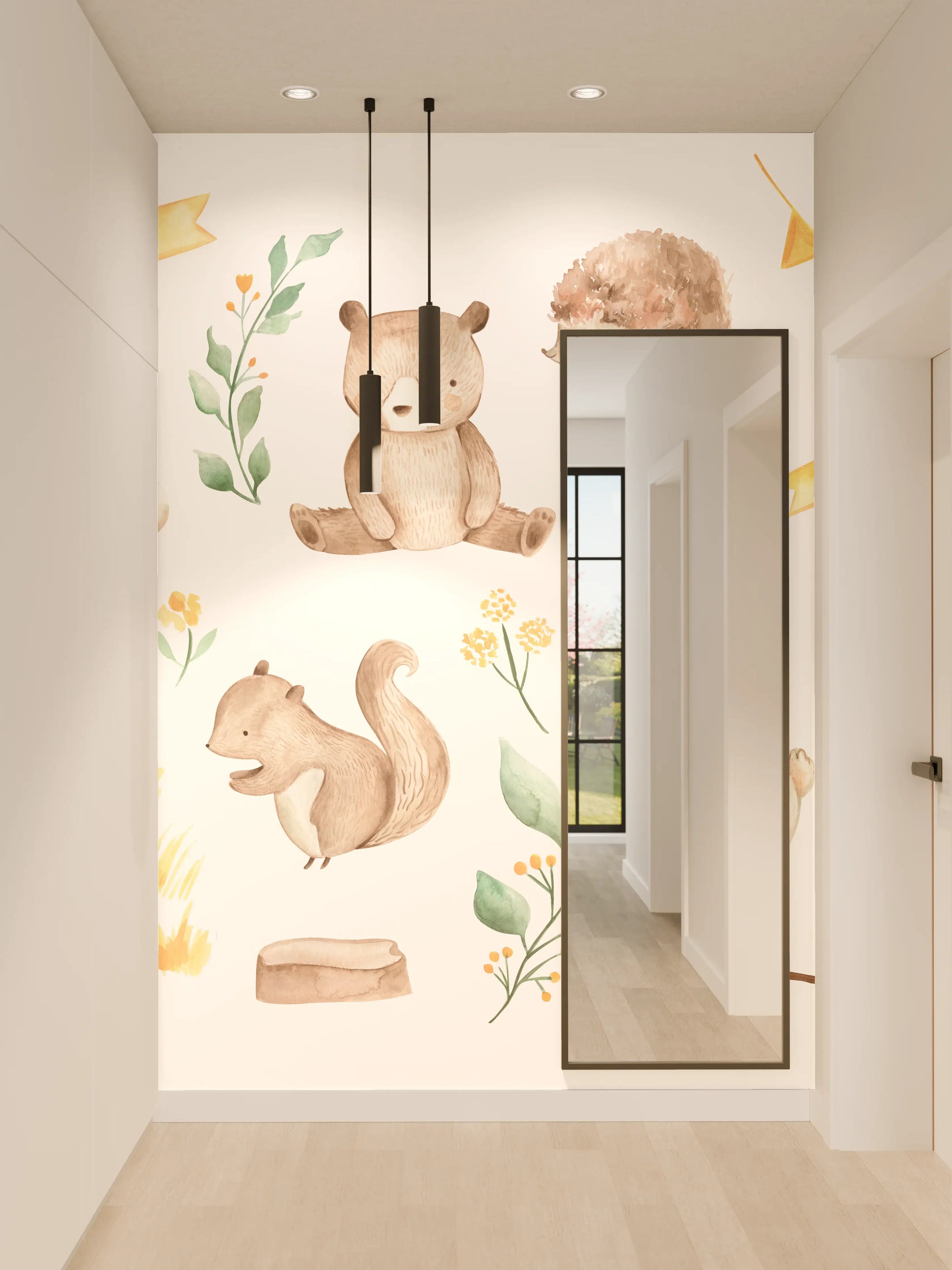 Wandverkleidung Flur - Woodland Tiere - Aquarell