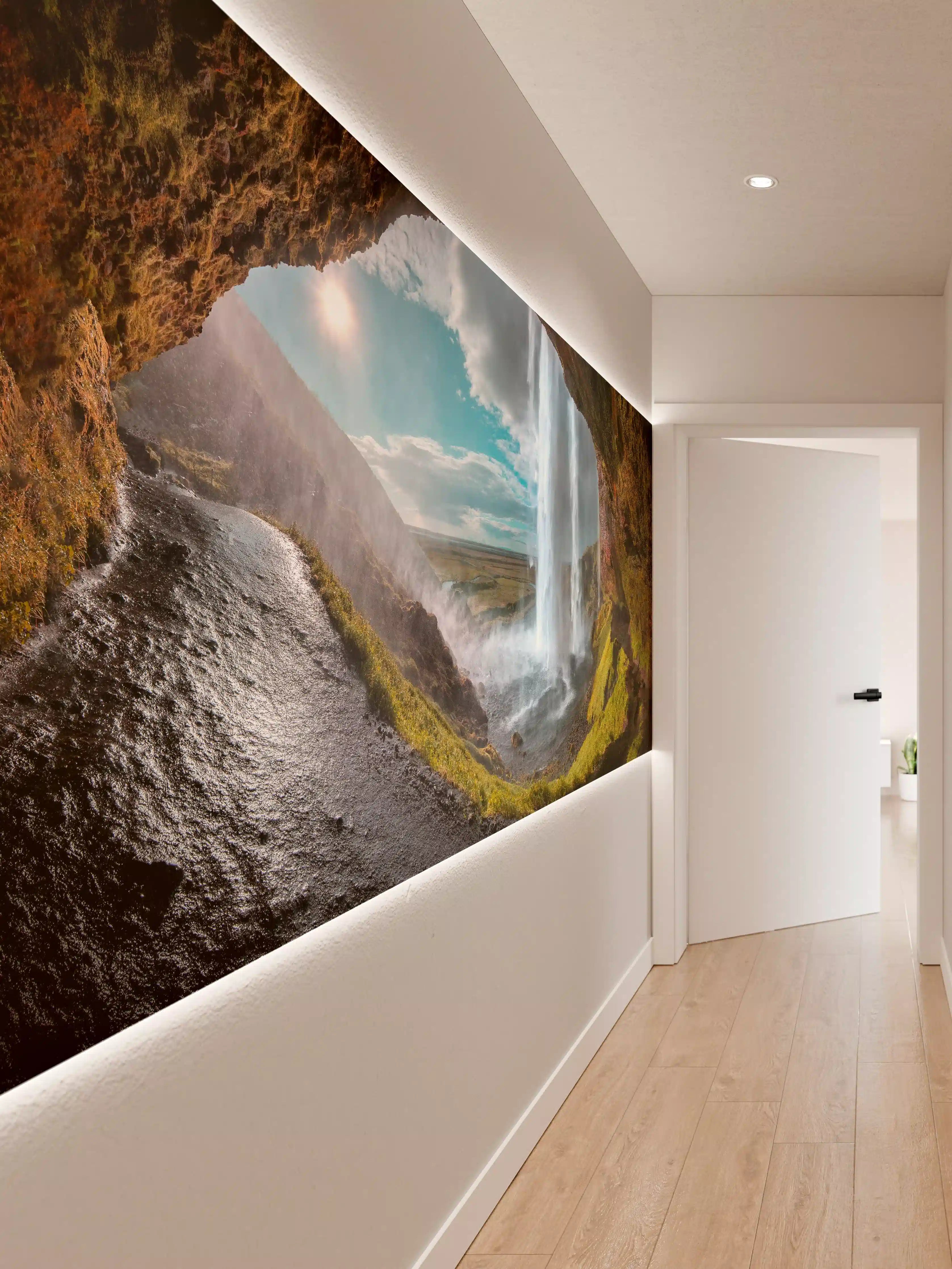 Wandverkleidung Flur - Wundersamer Wasserfall in der Natur