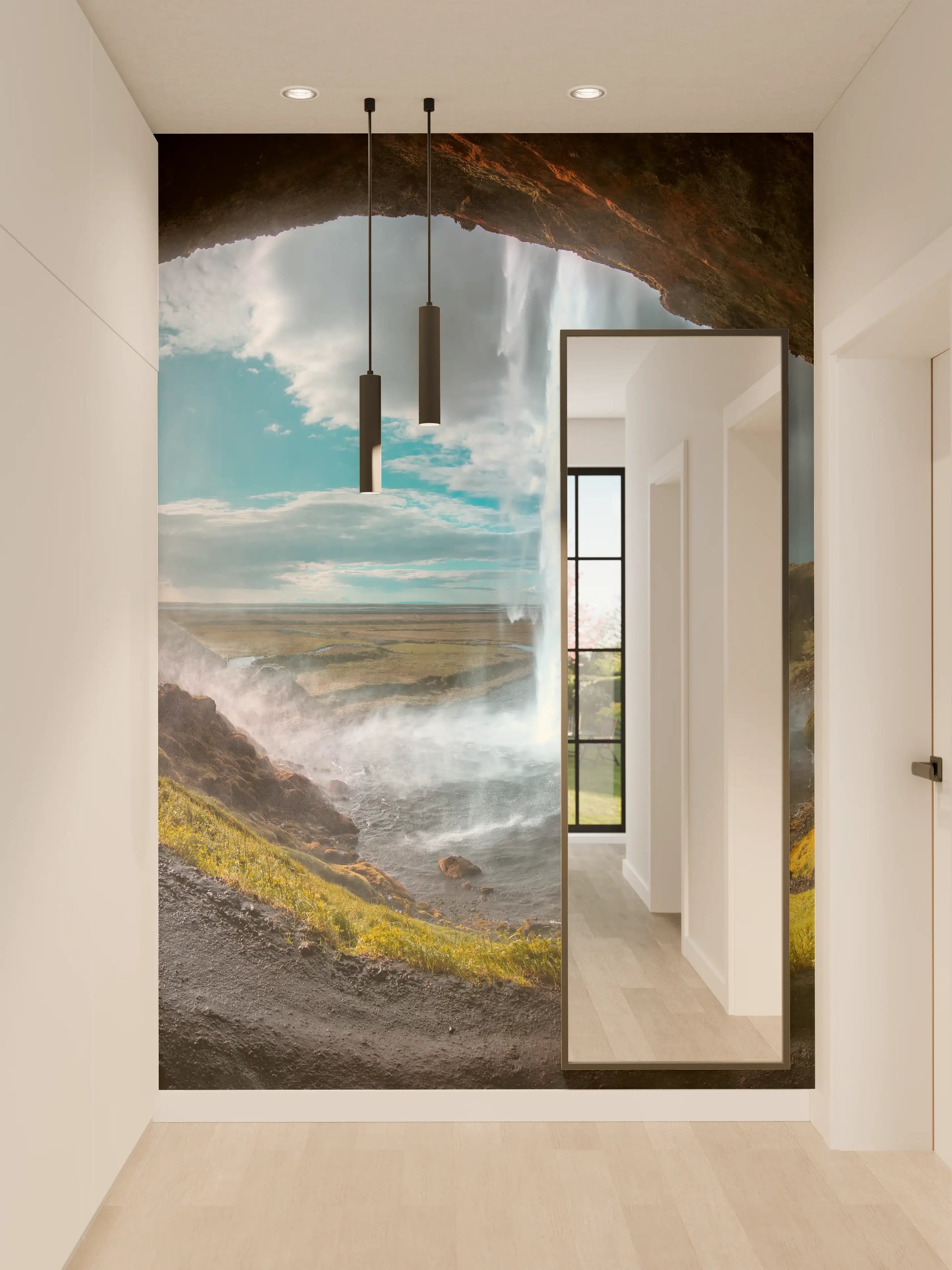 Wandverkleidung Flur - Wundersamer Wasserfall in der Natur