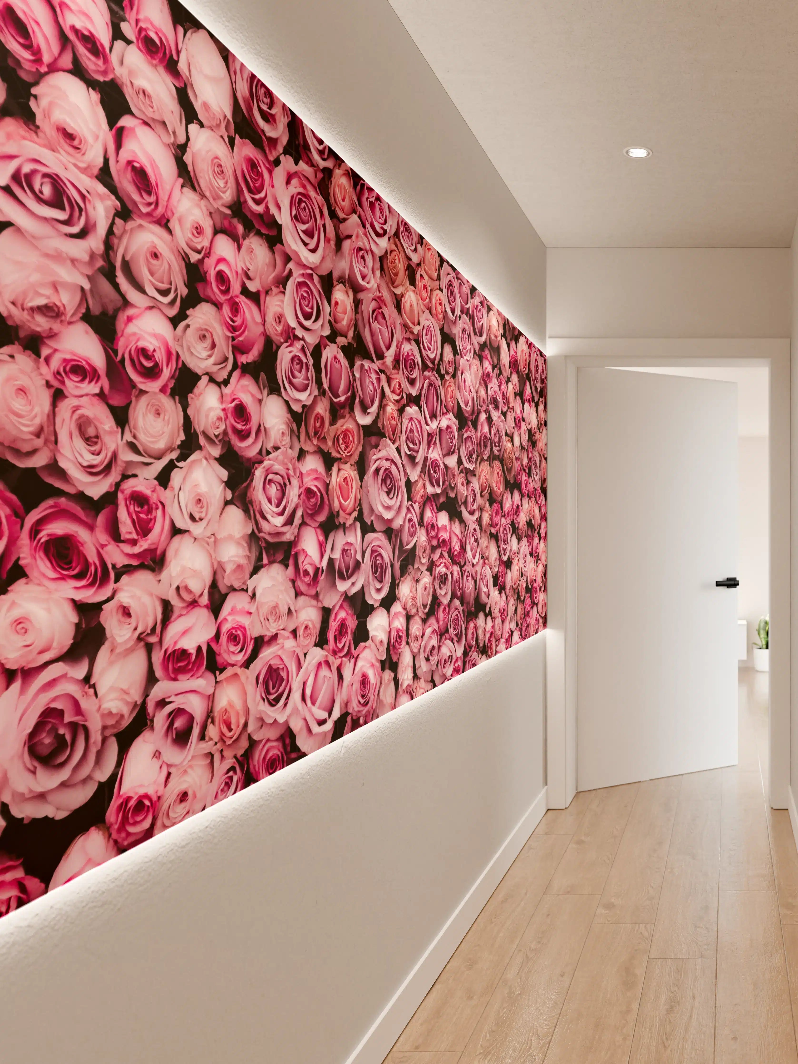 Wandverkleidung Flur - Wunderschöne rosa Rosen – florale Schönheit