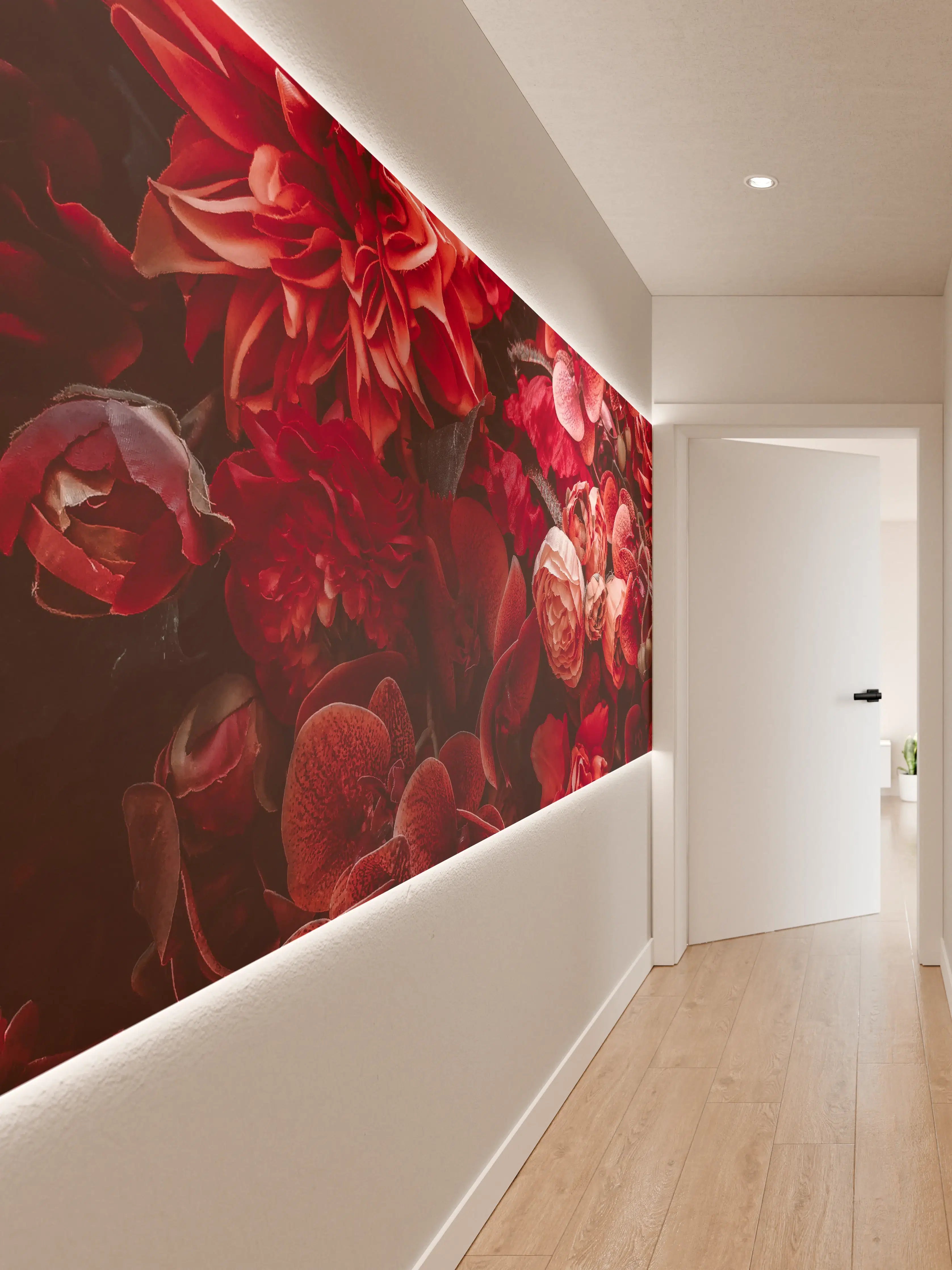 Wandverkleidung Flur - Wunderschöne rote Blumenpracht