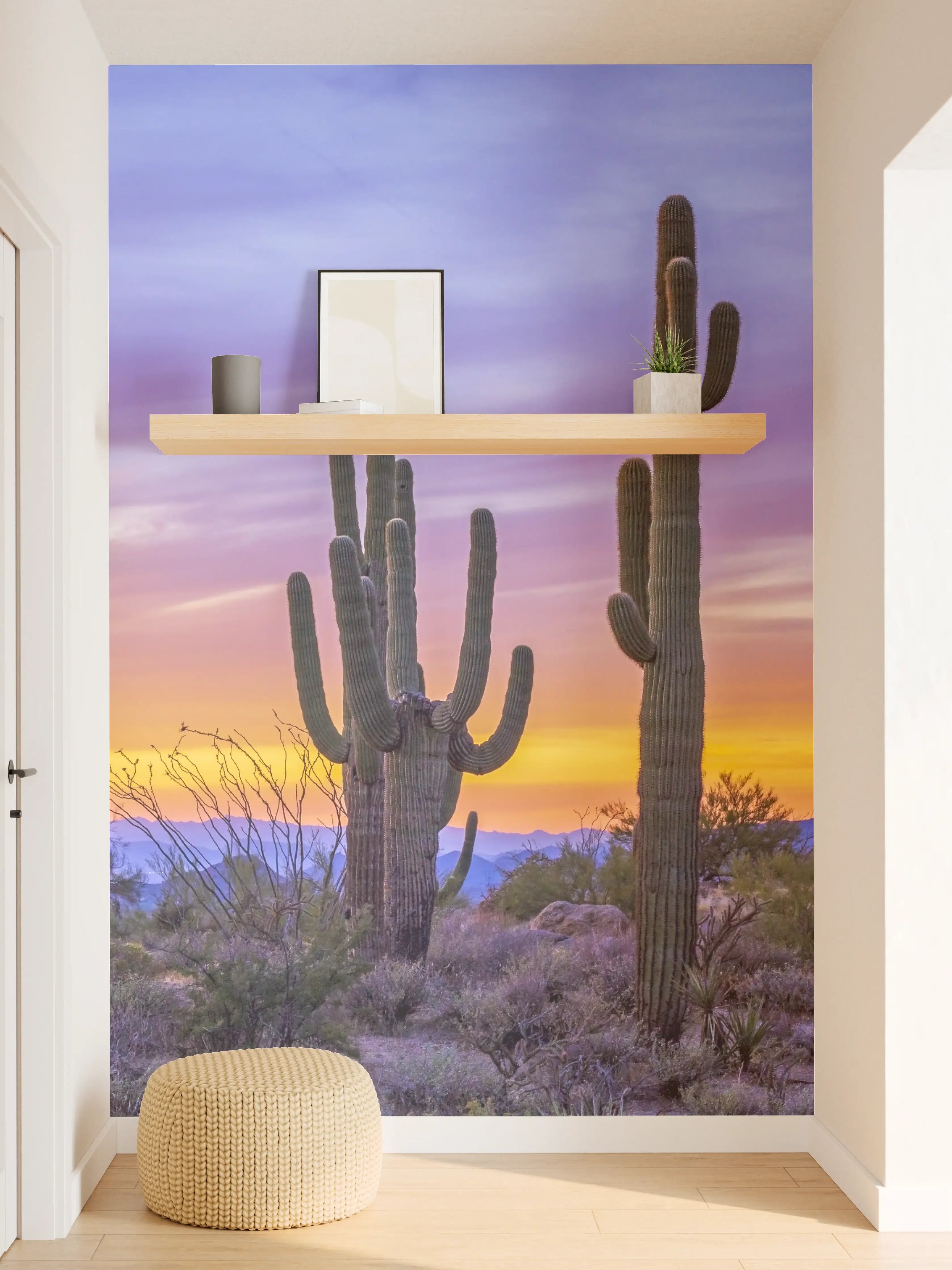 Wandverkleidung Flur - Wunderschöner Saguaro-Kaktus bei Sonnenuntergang