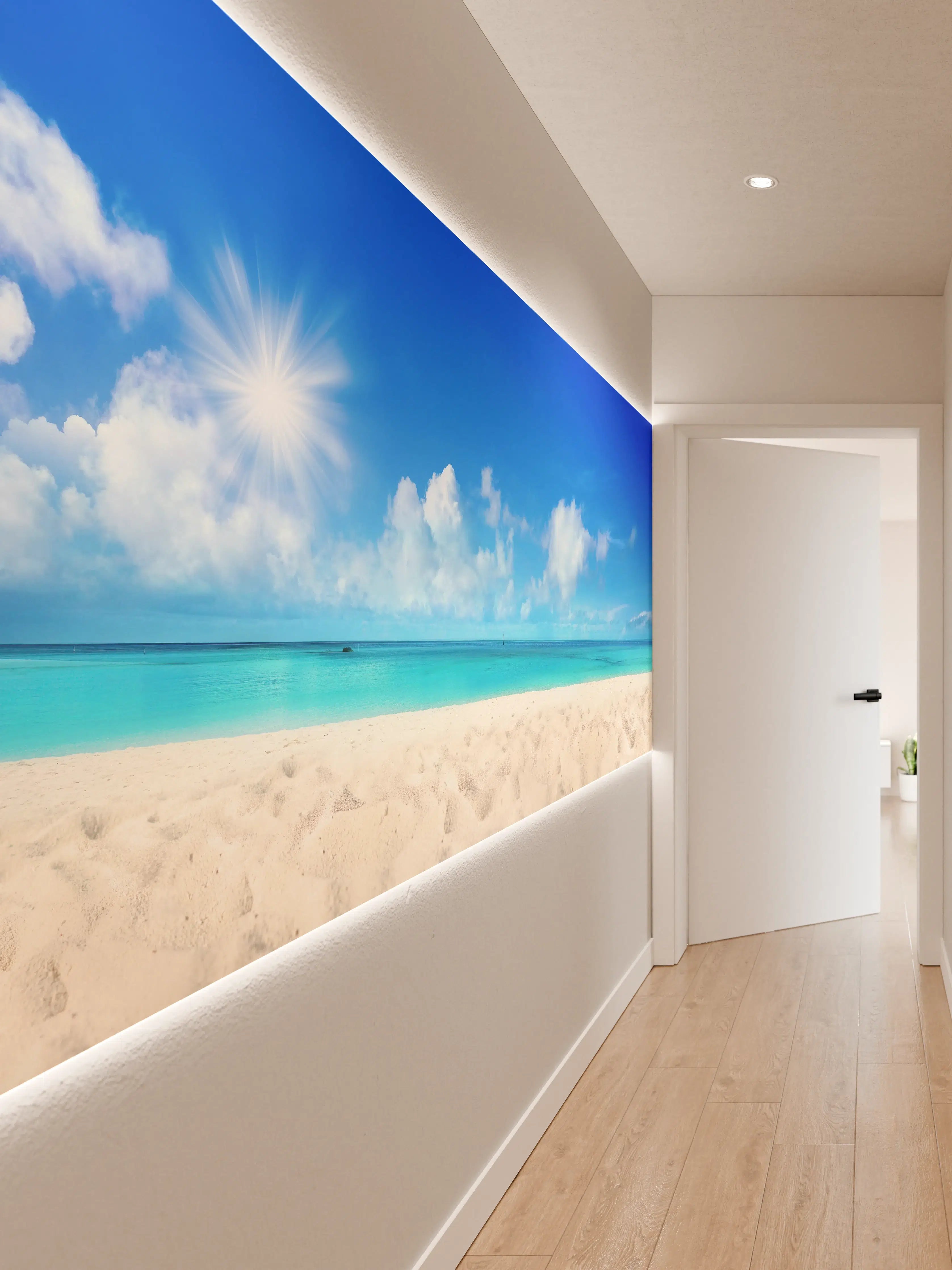 Wandverkleidung Flur - Wunderschöner Strand mit hellem Sand