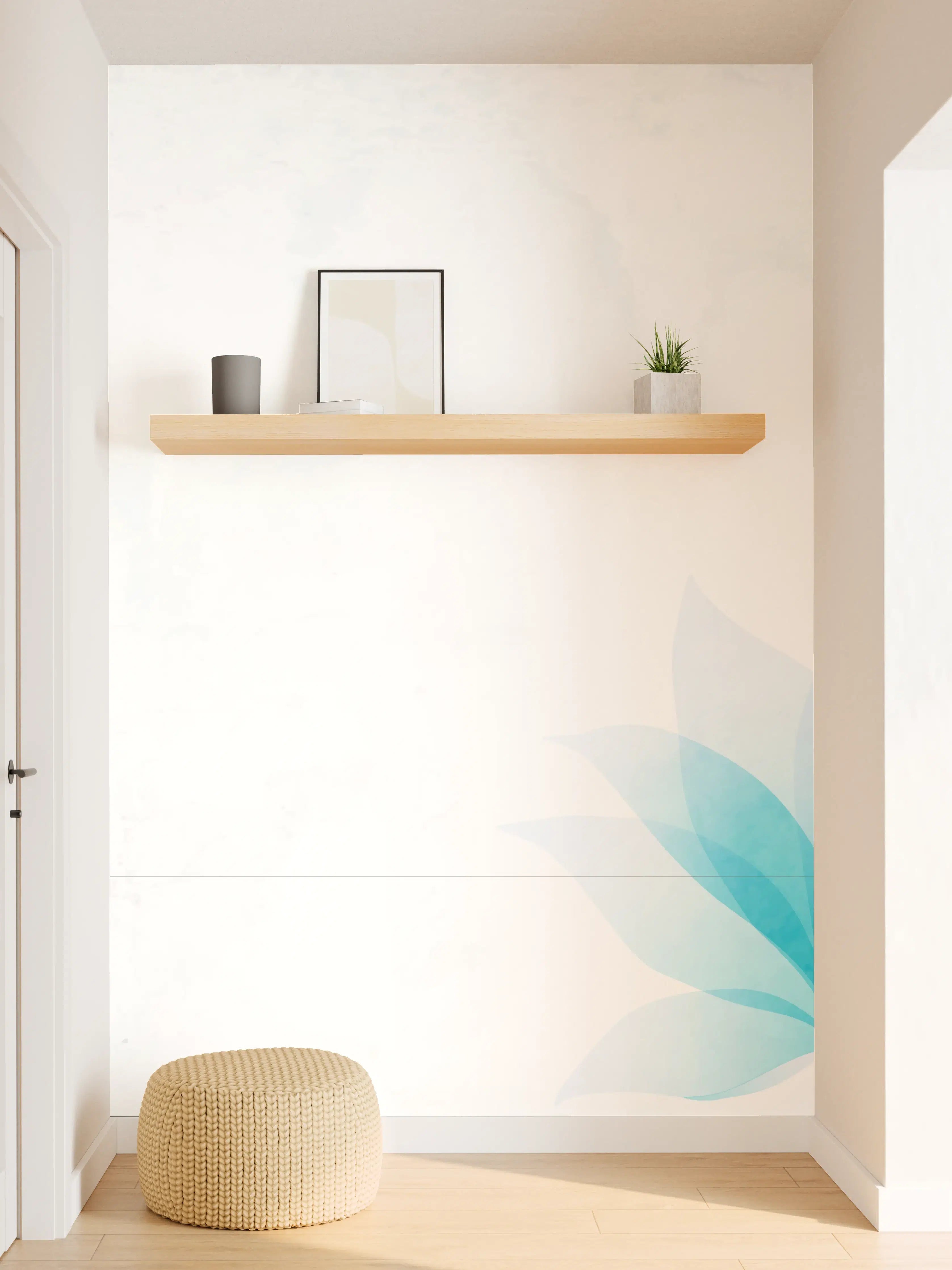 Wandverkleidung Flur - Zarte Blaue Blumen Illustration