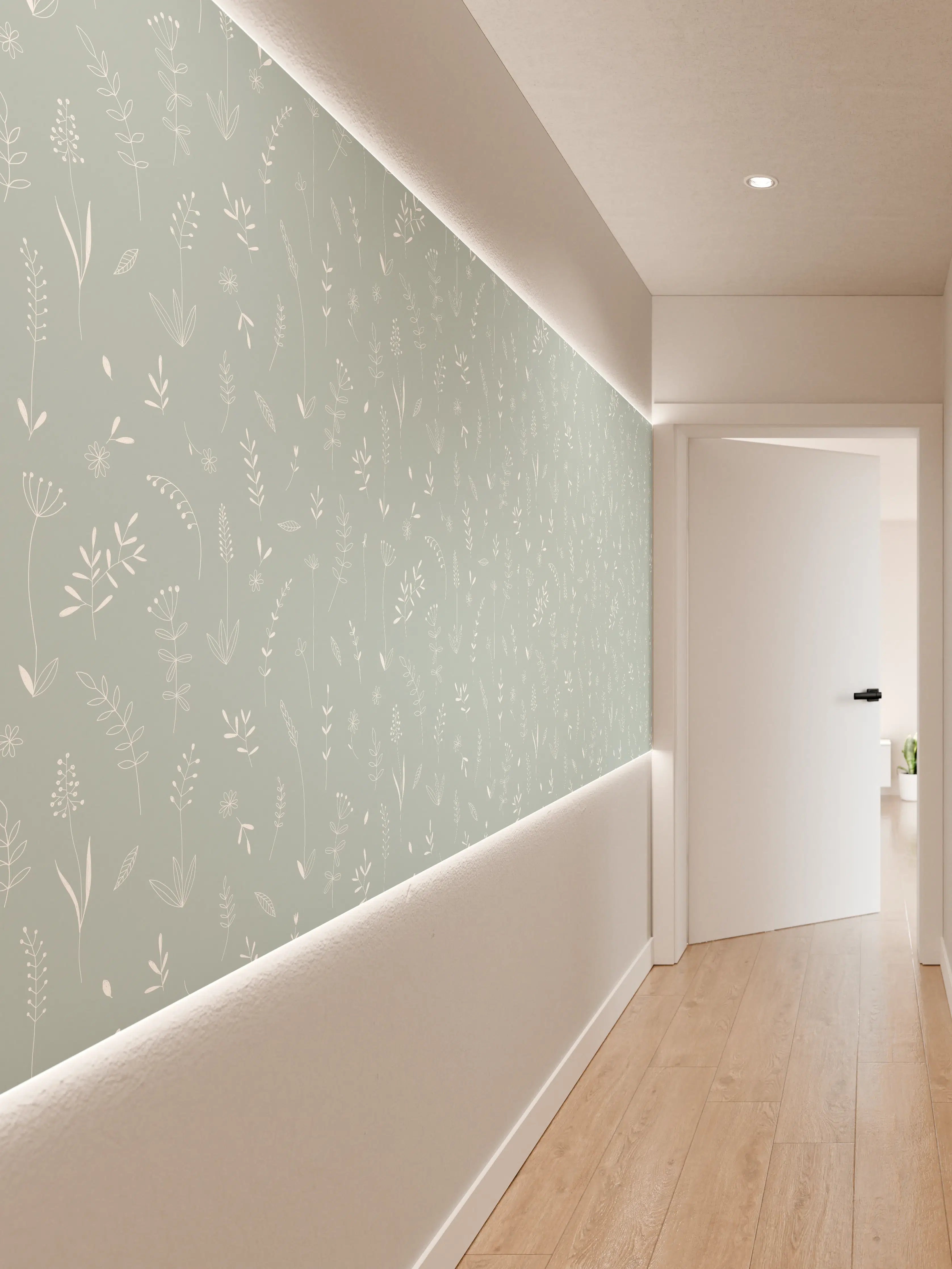 Wandverkleidung Flur - Zarte Blumendekoration in Pastelltönen