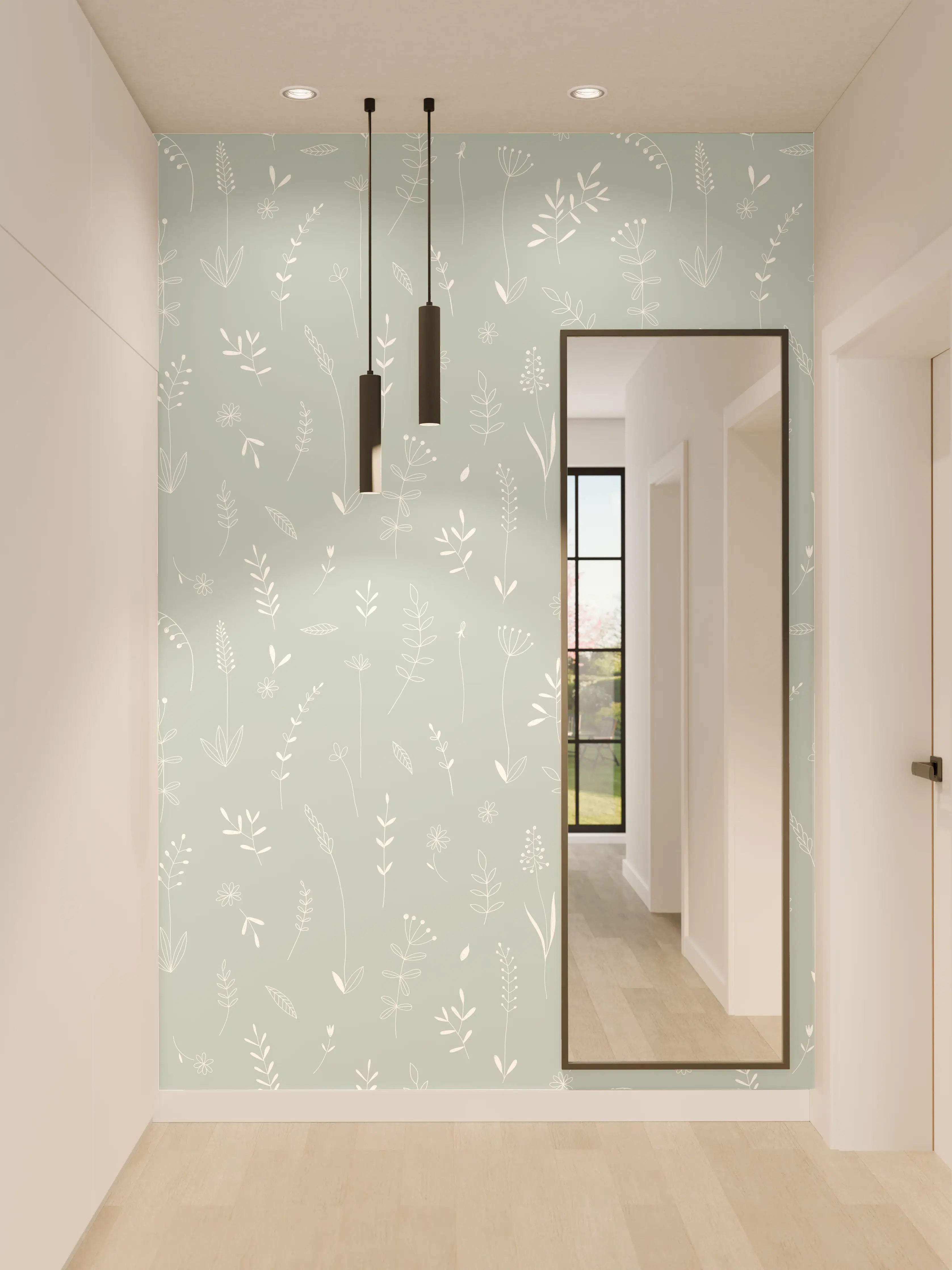 Wandverkleidung Flur - Zarte Blumendekoration in Pastelltönen