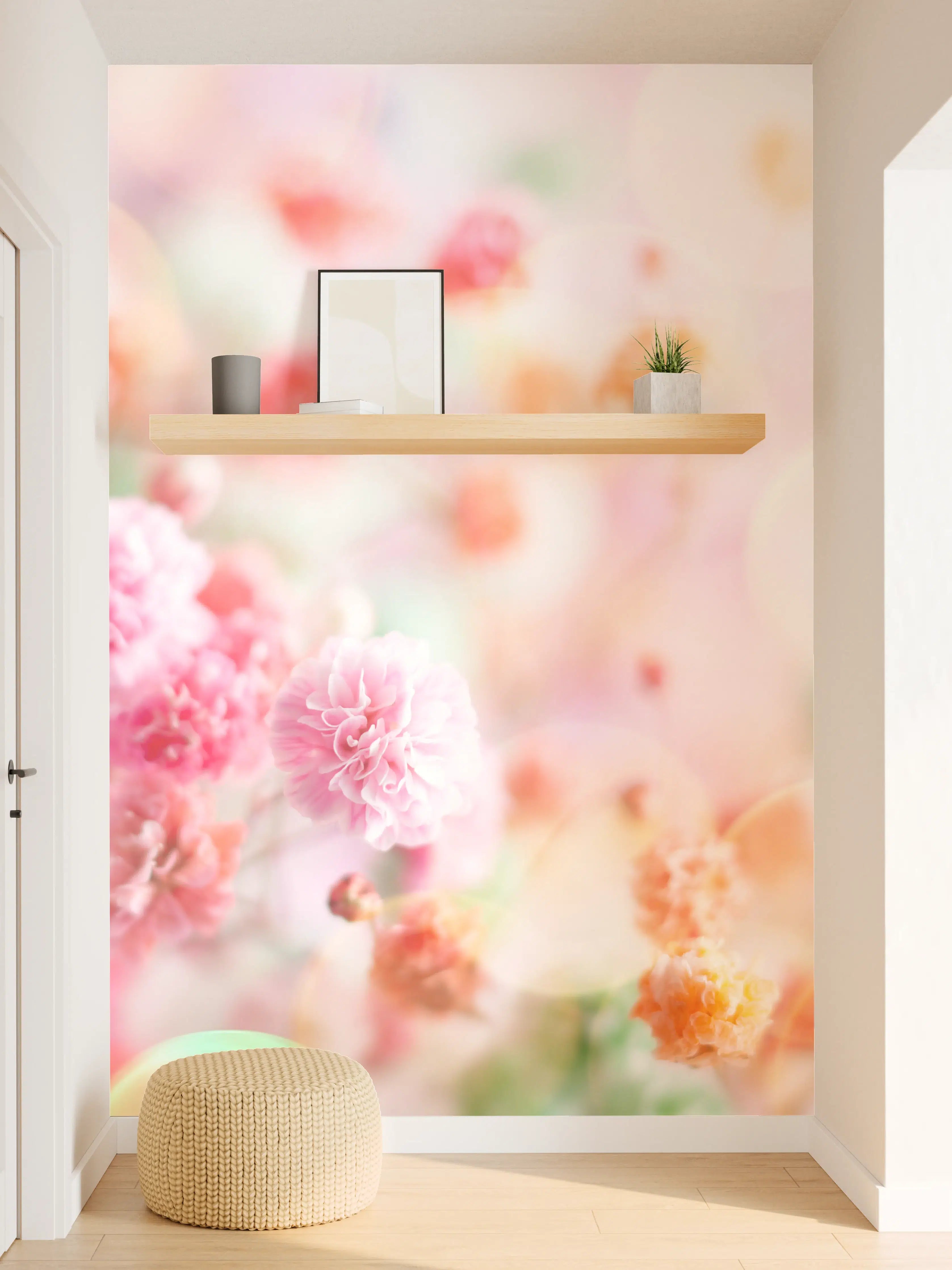 Wandverkleidung Flur - Zarte Graublumen in Pastellschimmer