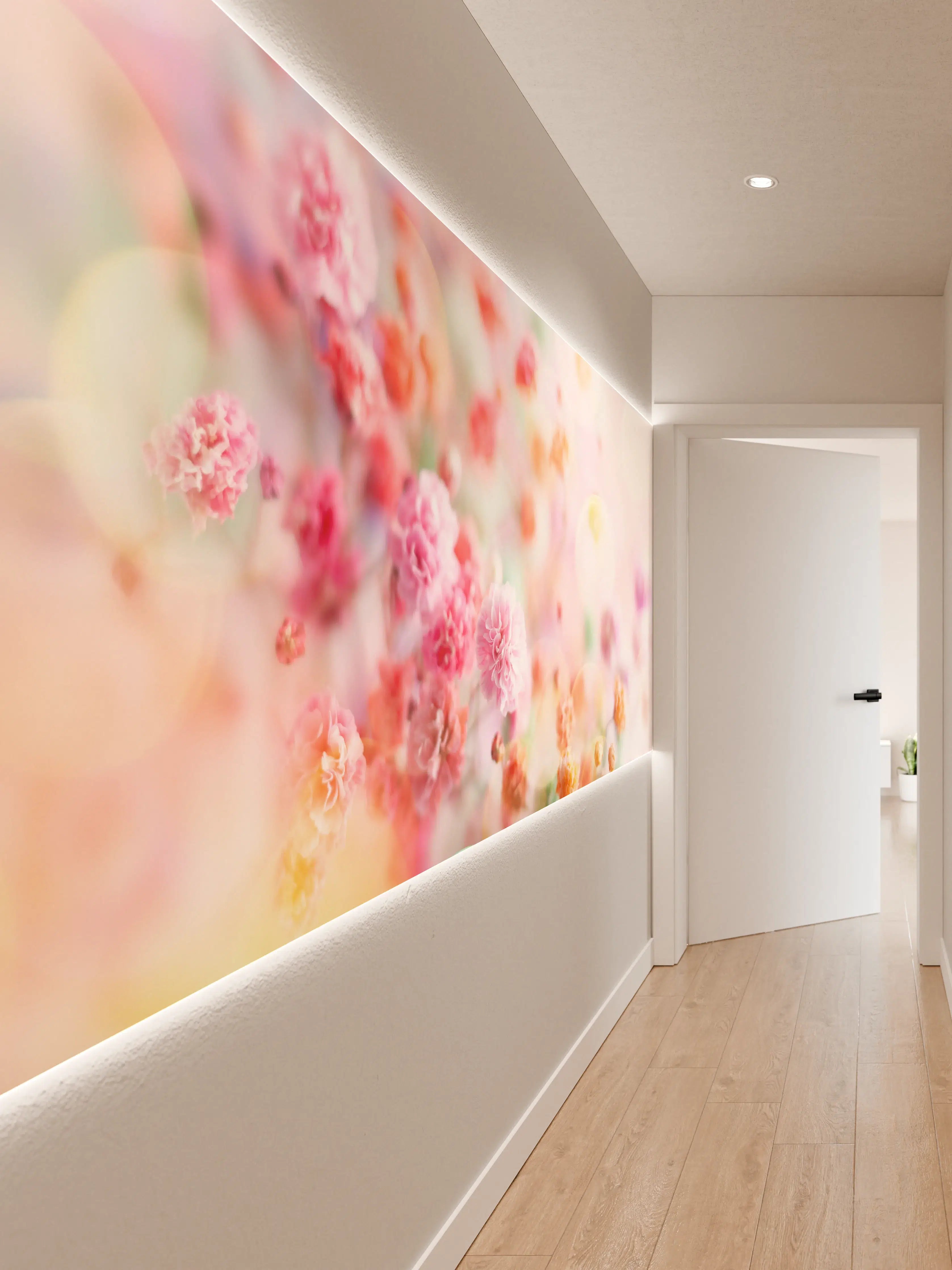 Wandverkleidung Flur - Zarte Graublumen in Pastellschimmer