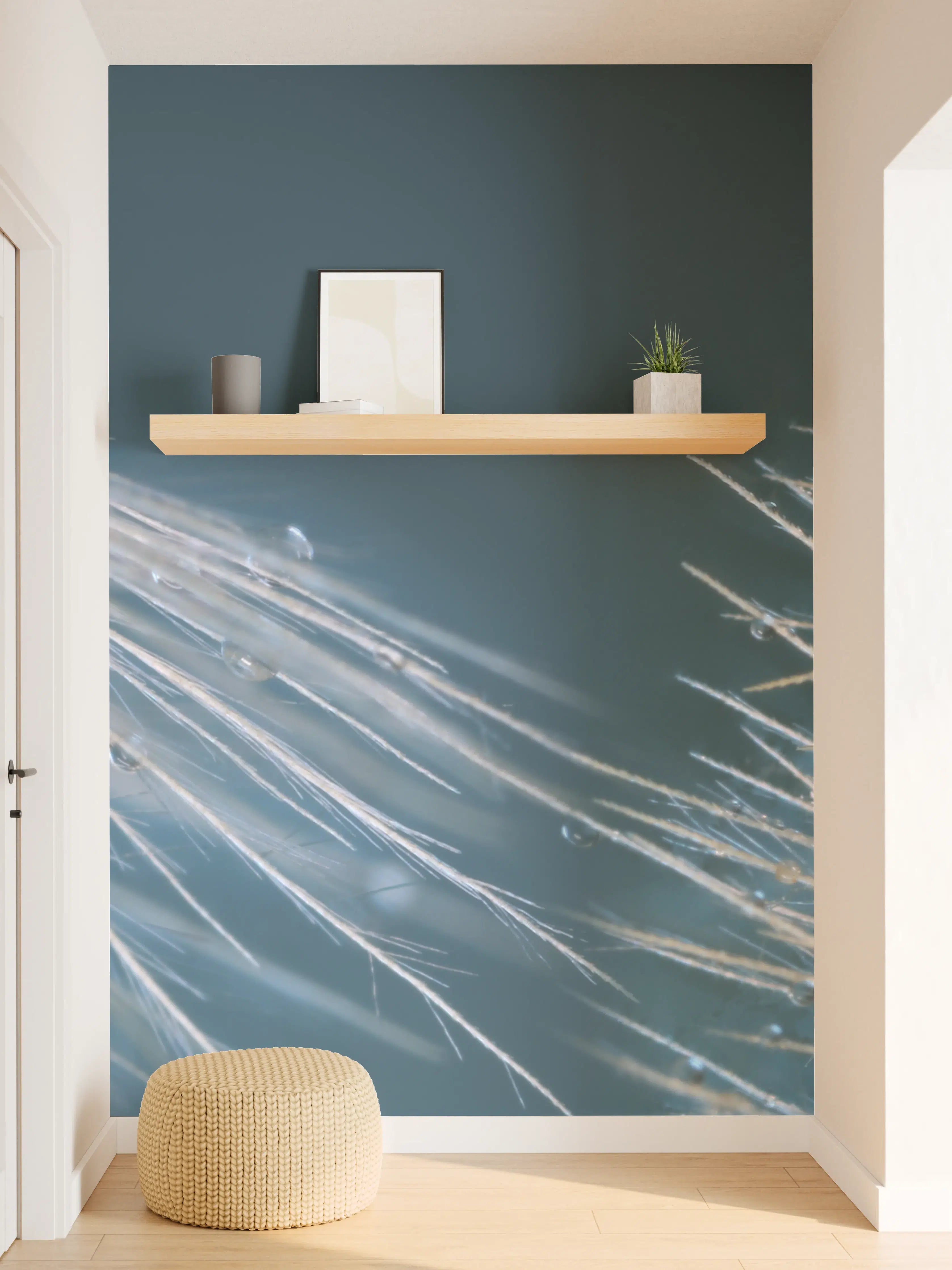 Wandverkleidung Flur - Zarte Löwenzapfen mit Wassertröpfchen