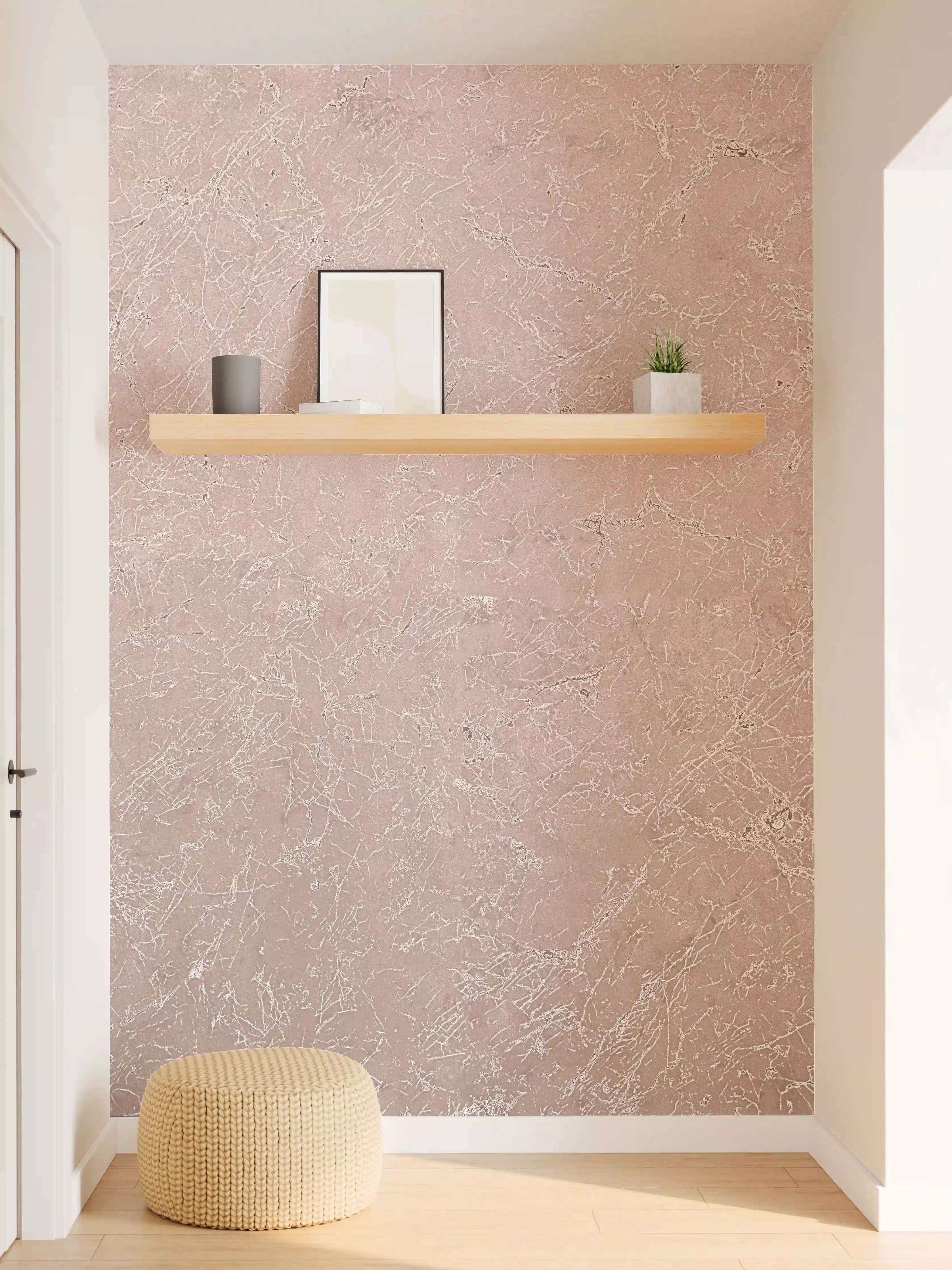 Wandverkleidung Flur - Zarte Marmoroptik in Rosé-Grautönen