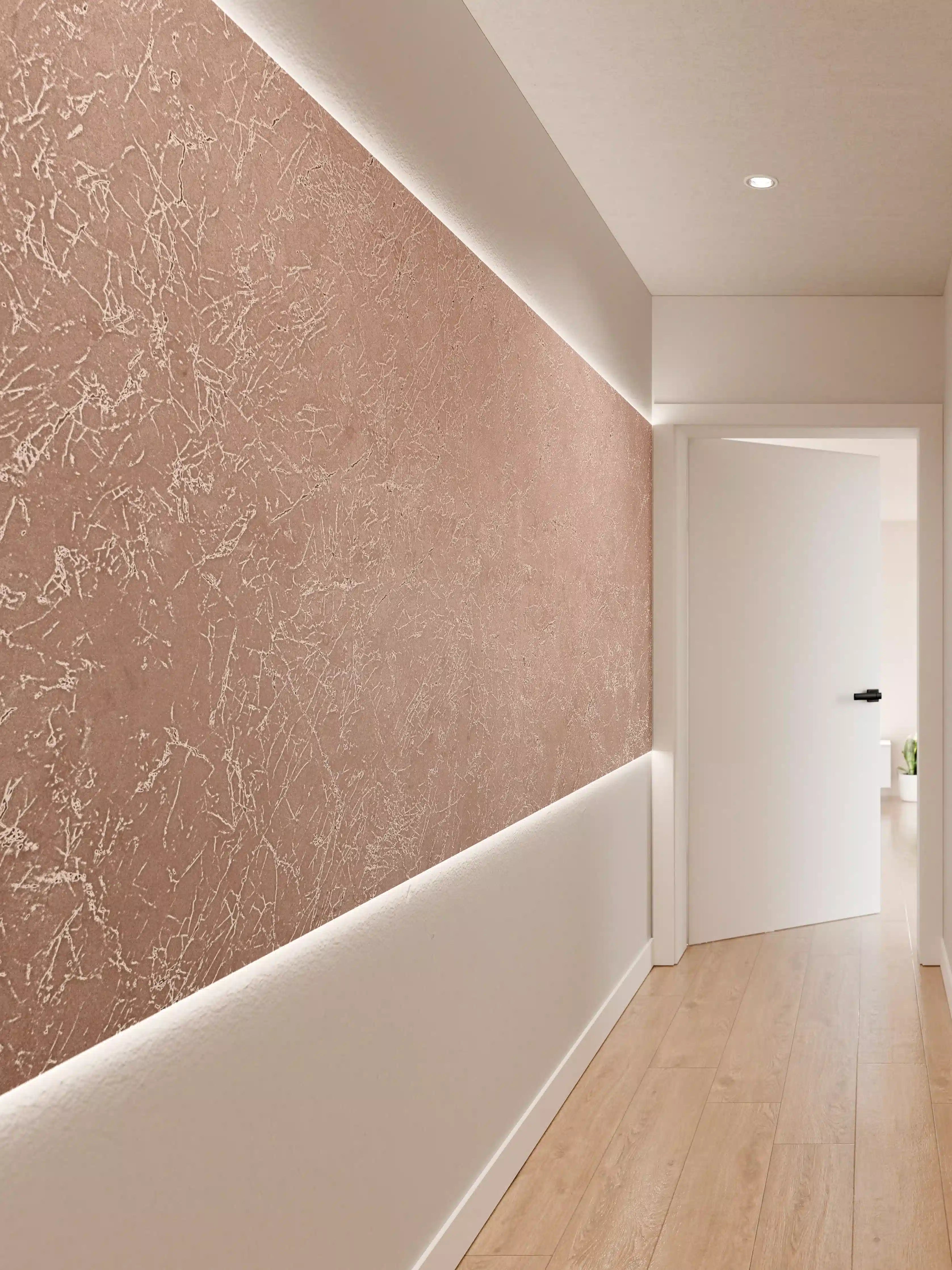 Wandverkleidung Flur - Zarte Marmoroptik in Rosé-Grautönen