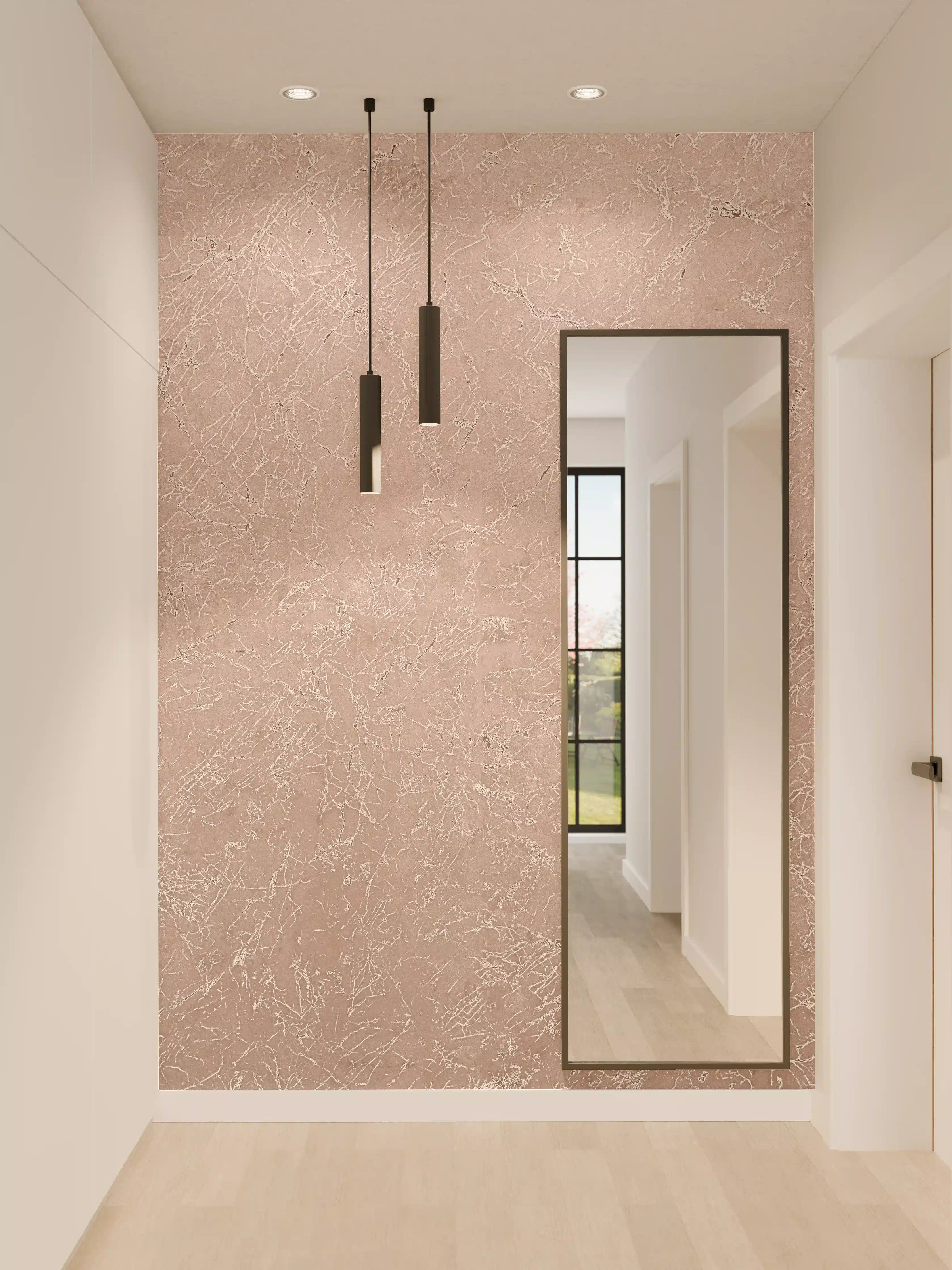 Wandverkleidung Flur - Zarte Marmoroptik in Rosé-Grautönen