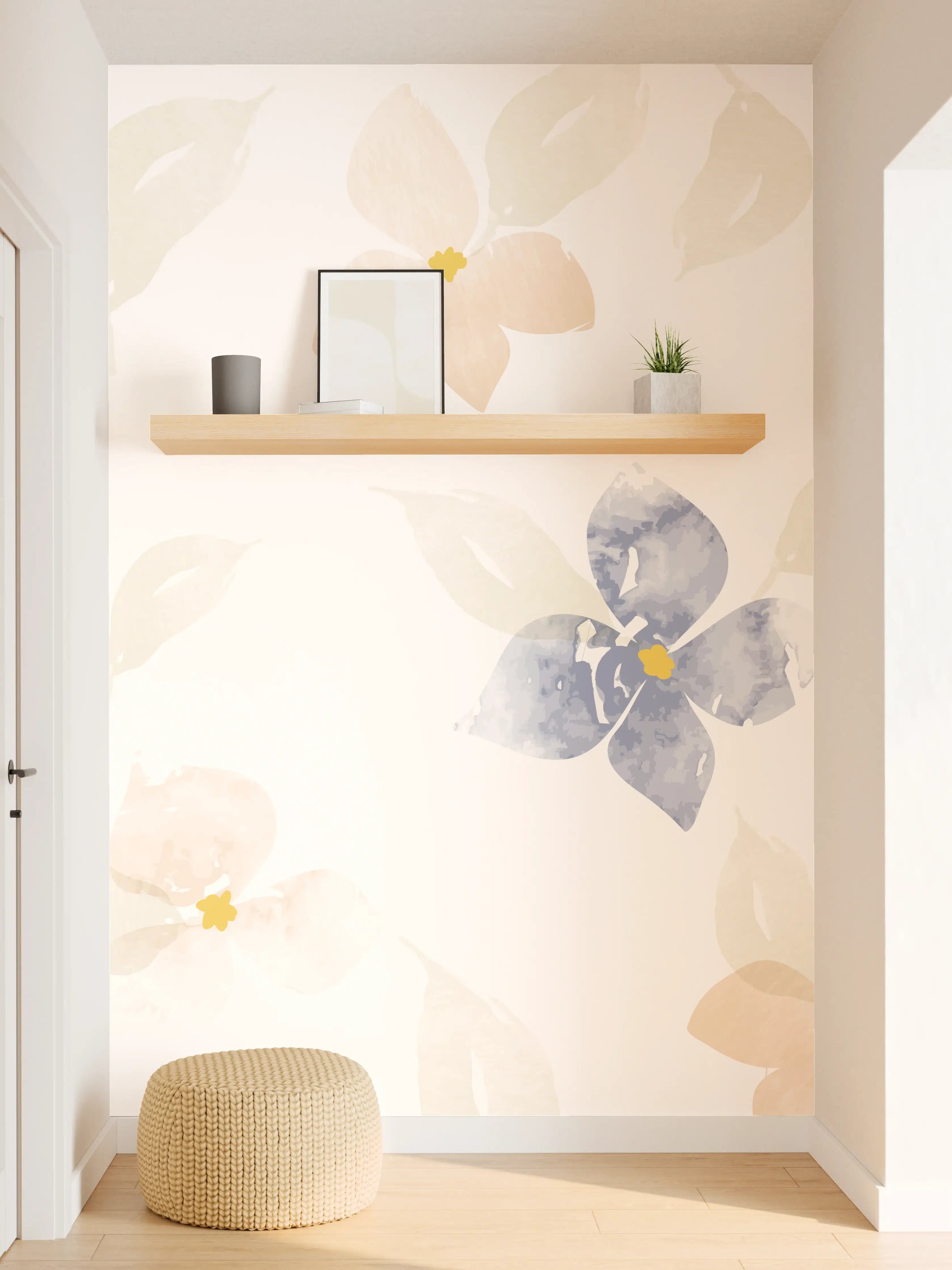 Wandverkleidung Flur - Zarte Pastell-Blumenmuster