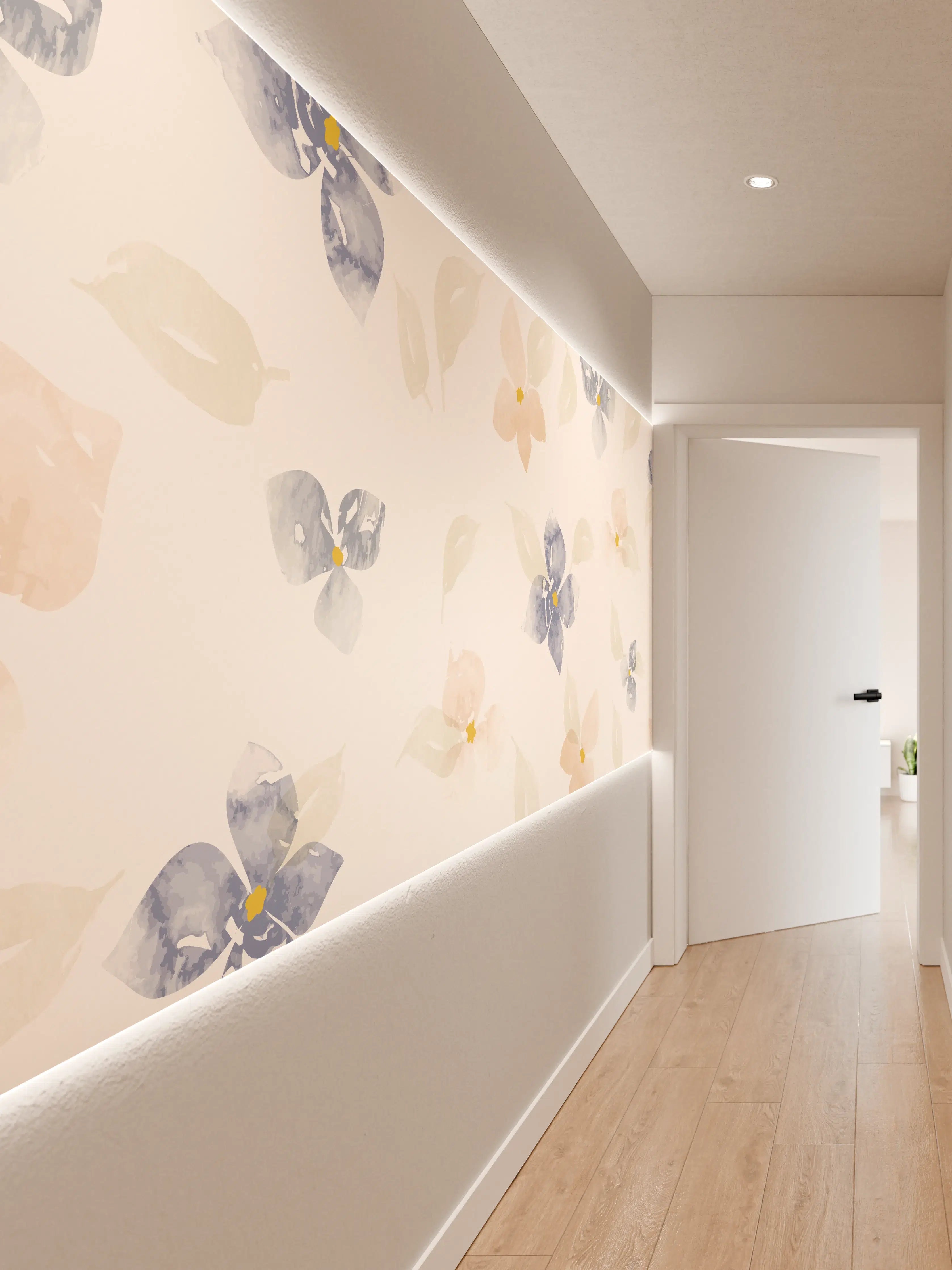 Wandverkleidung Flur - Zarte Pastell-Blumenmuster