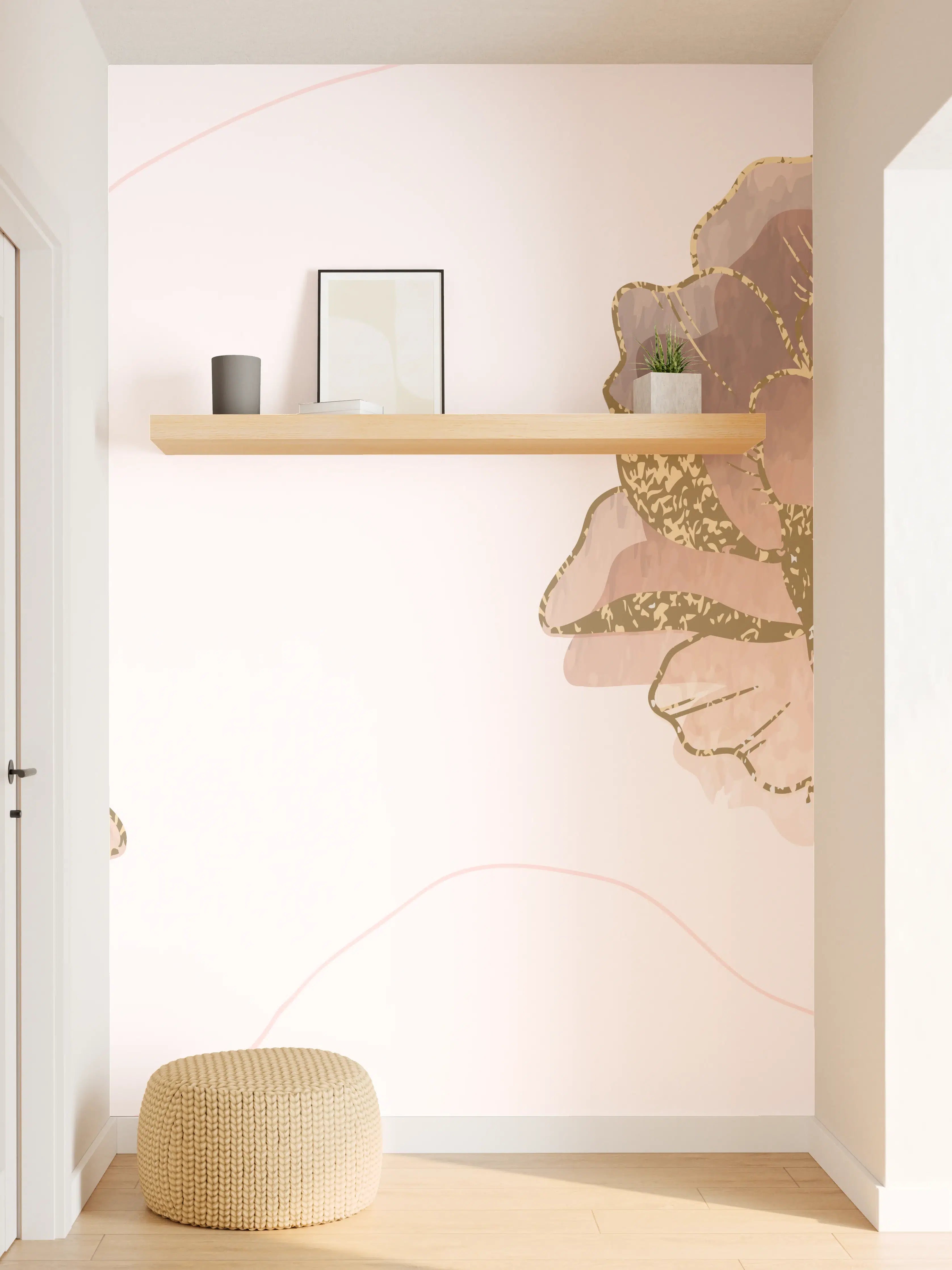 Wandverkleidung Flur - Zarte Pastell-Blumenstruktur