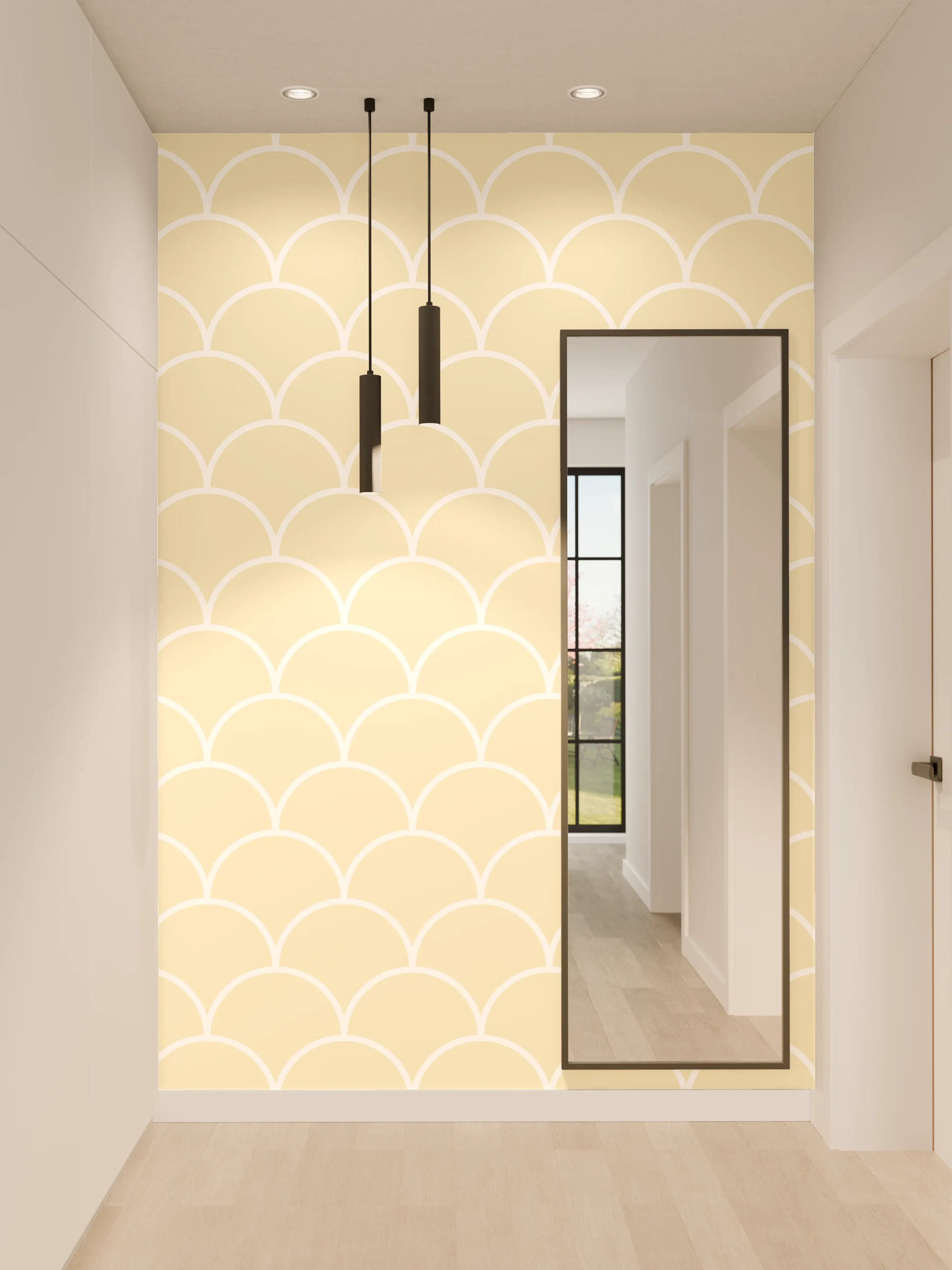 Wandverkleidung Flur - Zarte, helle Muster mit Beige-Tönen