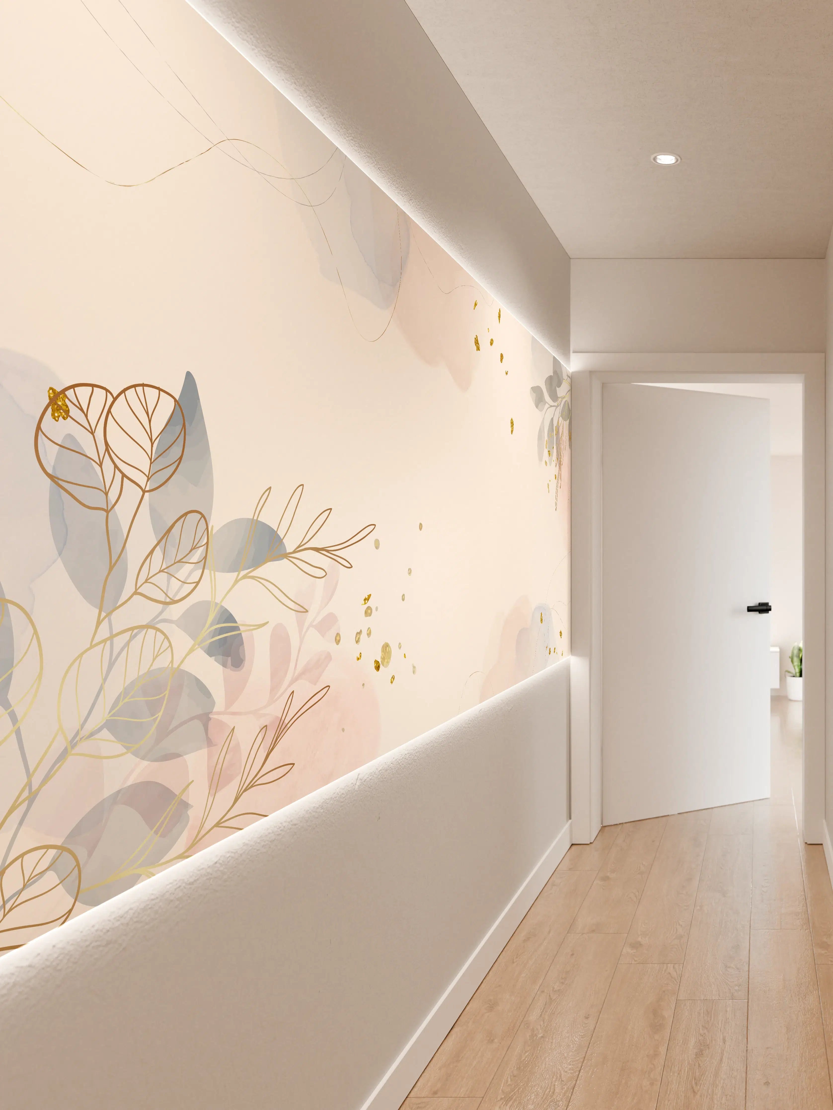 Wandverkleidung Flur - Zartes Blumen Aquarell Design