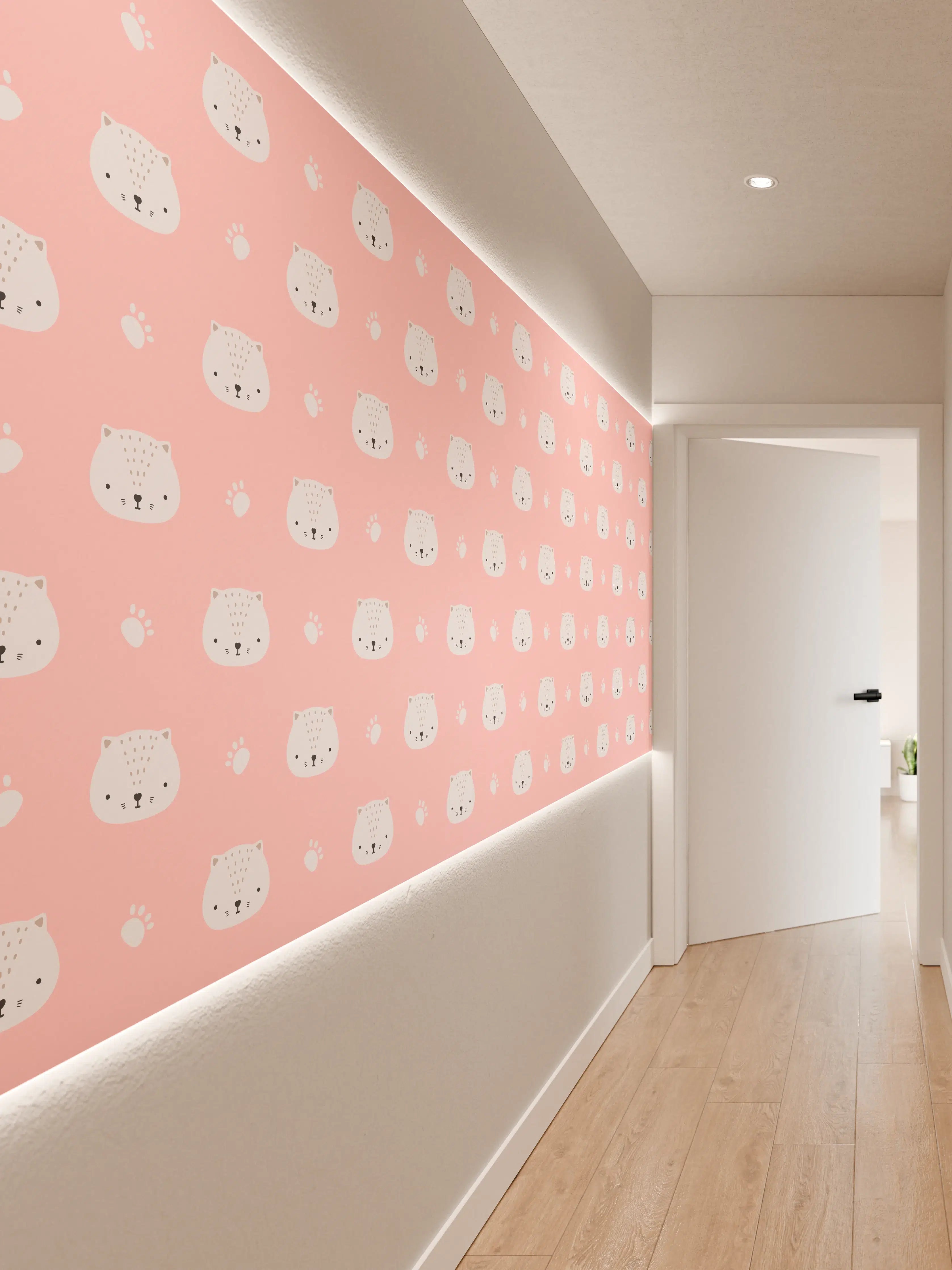 Wandverkleidung Flur - Zartes pastellfarbenes Muster mit Skull-Design