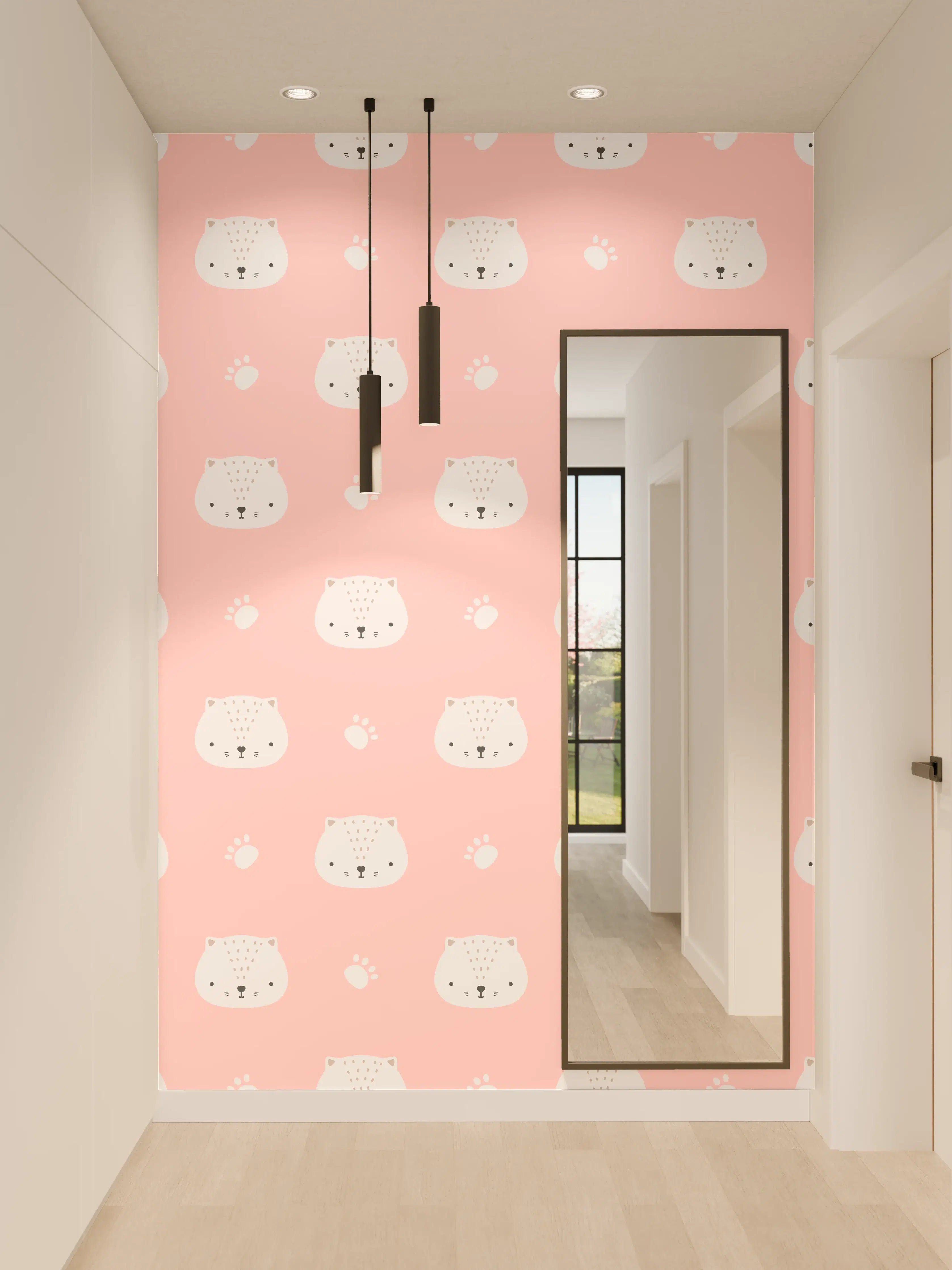 Wandverkleidung Flur - Zartes pastellfarbenes Muster mit Skull-Design