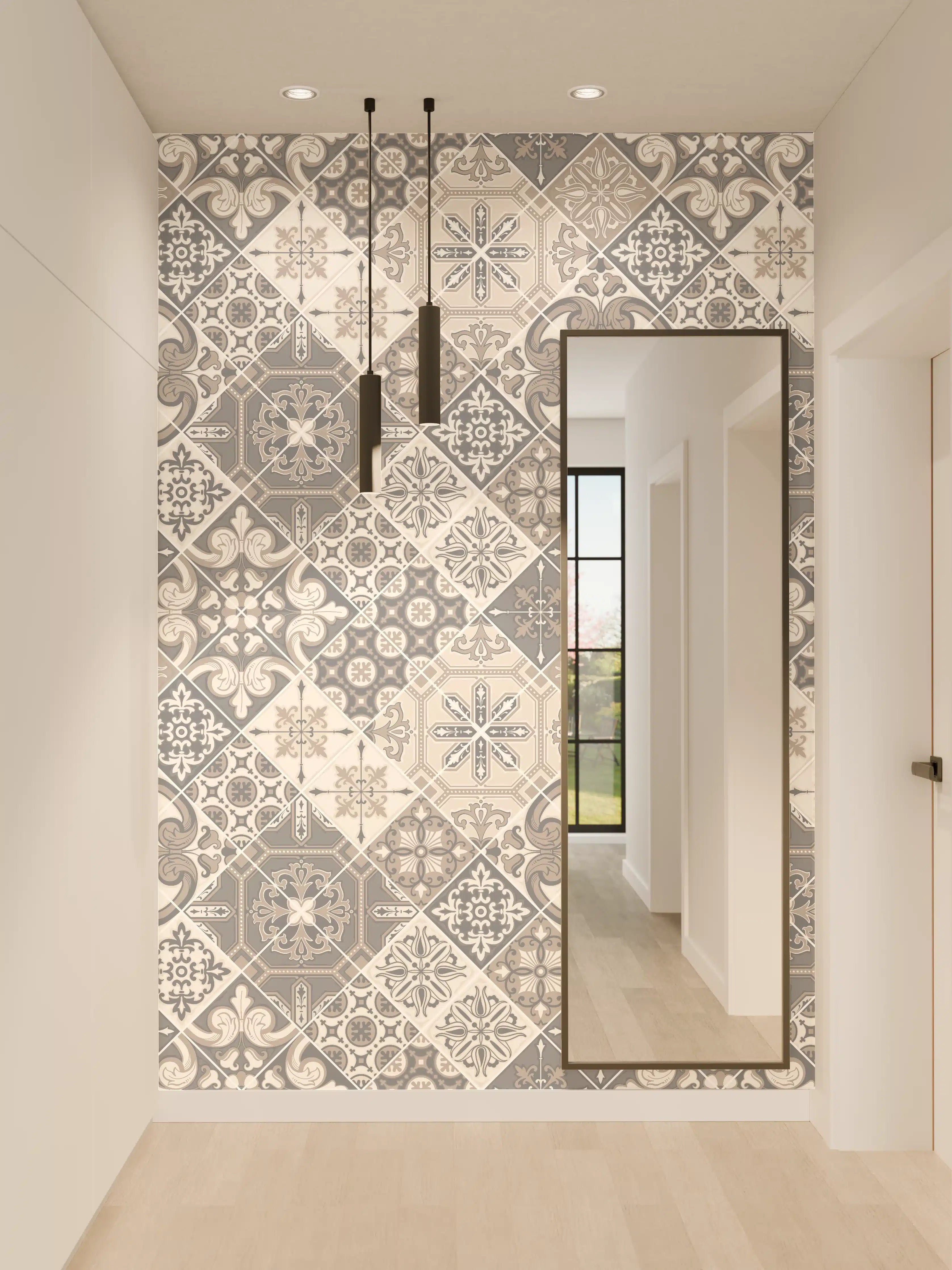 Wandverkleidung Flur - Zeitlose Fliesen mit grauen Akzenten