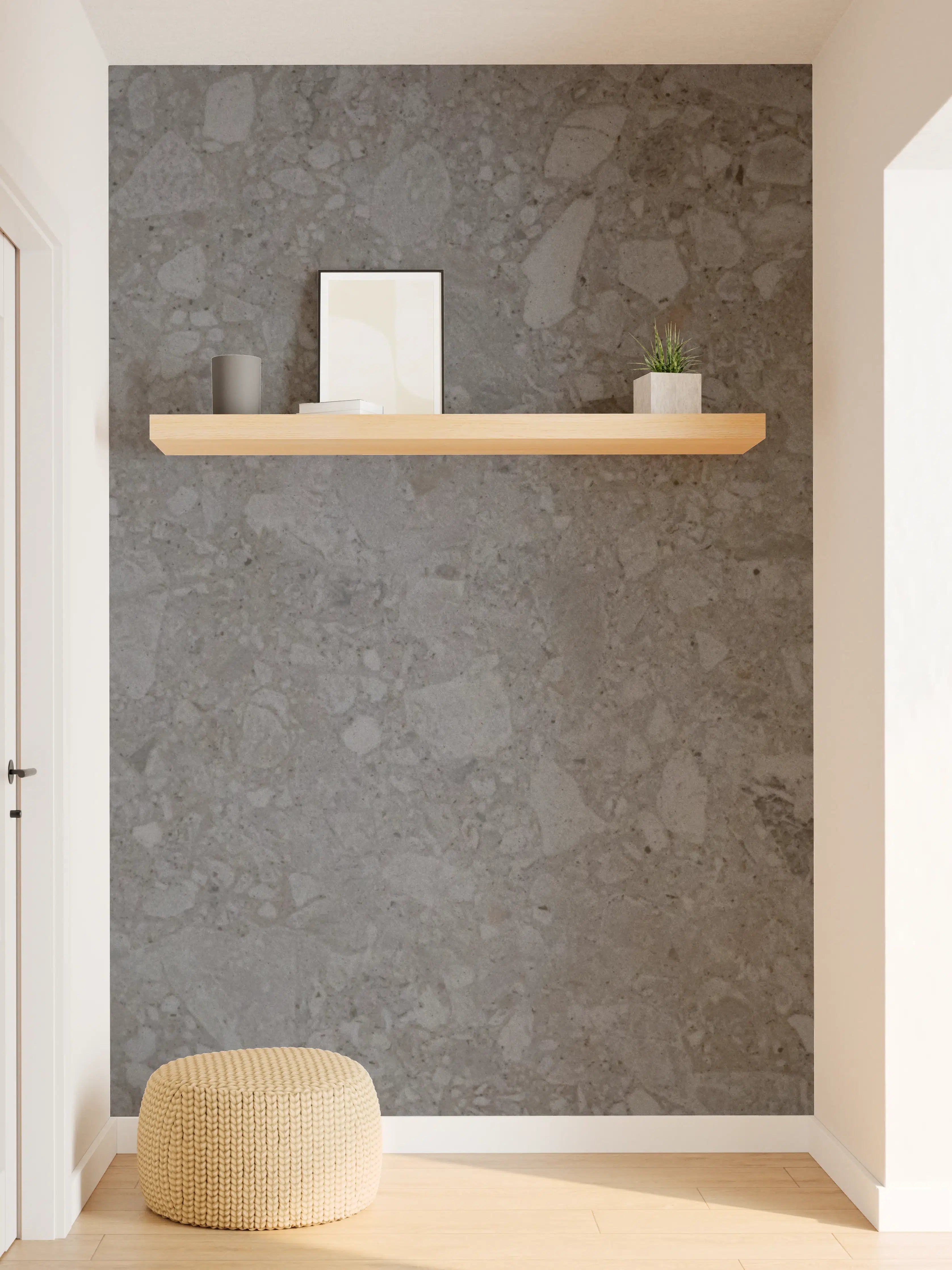 Wandverkleidung Flur - Zeitlose Grautöne in dunkler Steinoptik