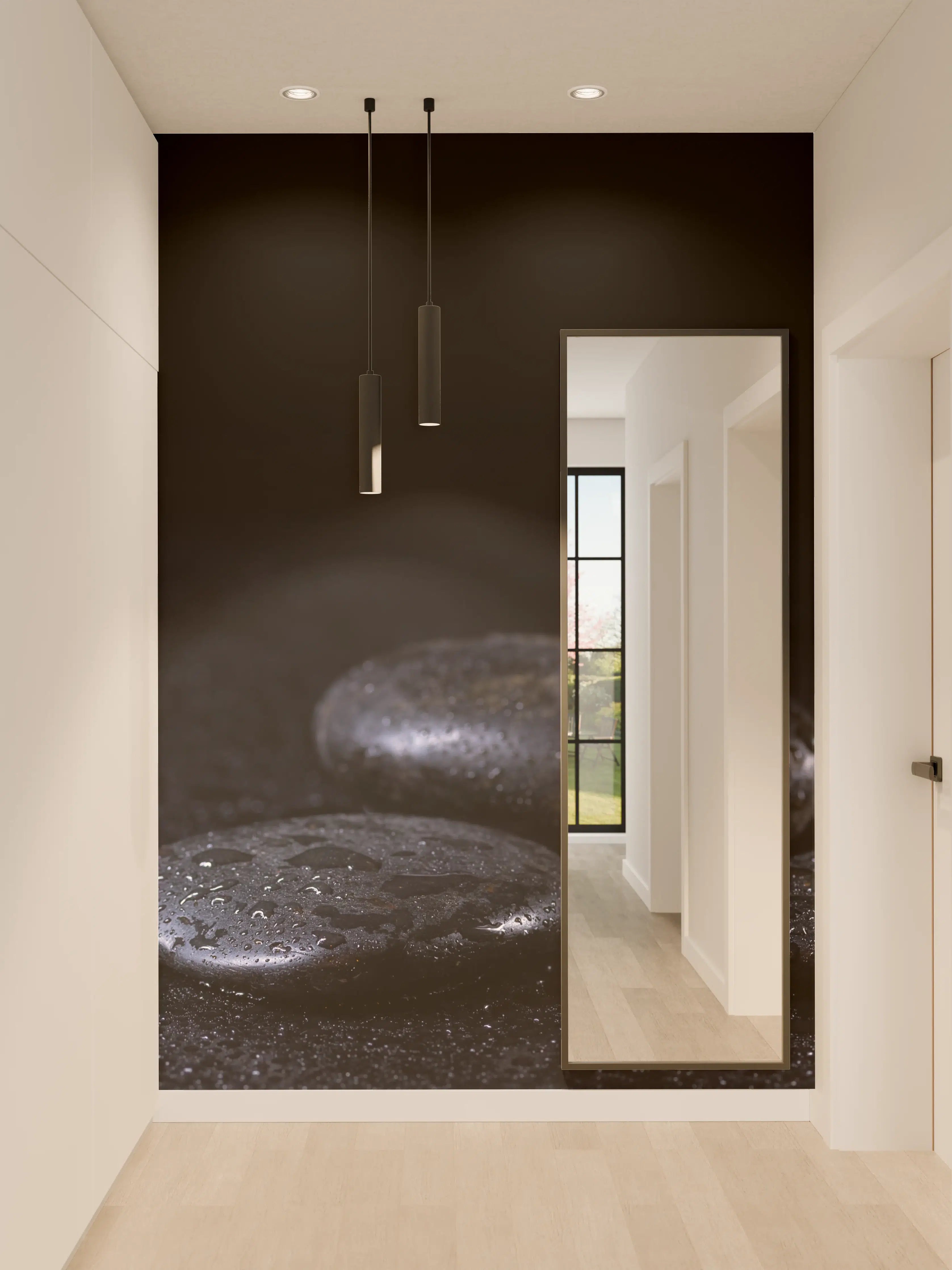 Wandverkleidung Flur - Zen - Schwarze Steine