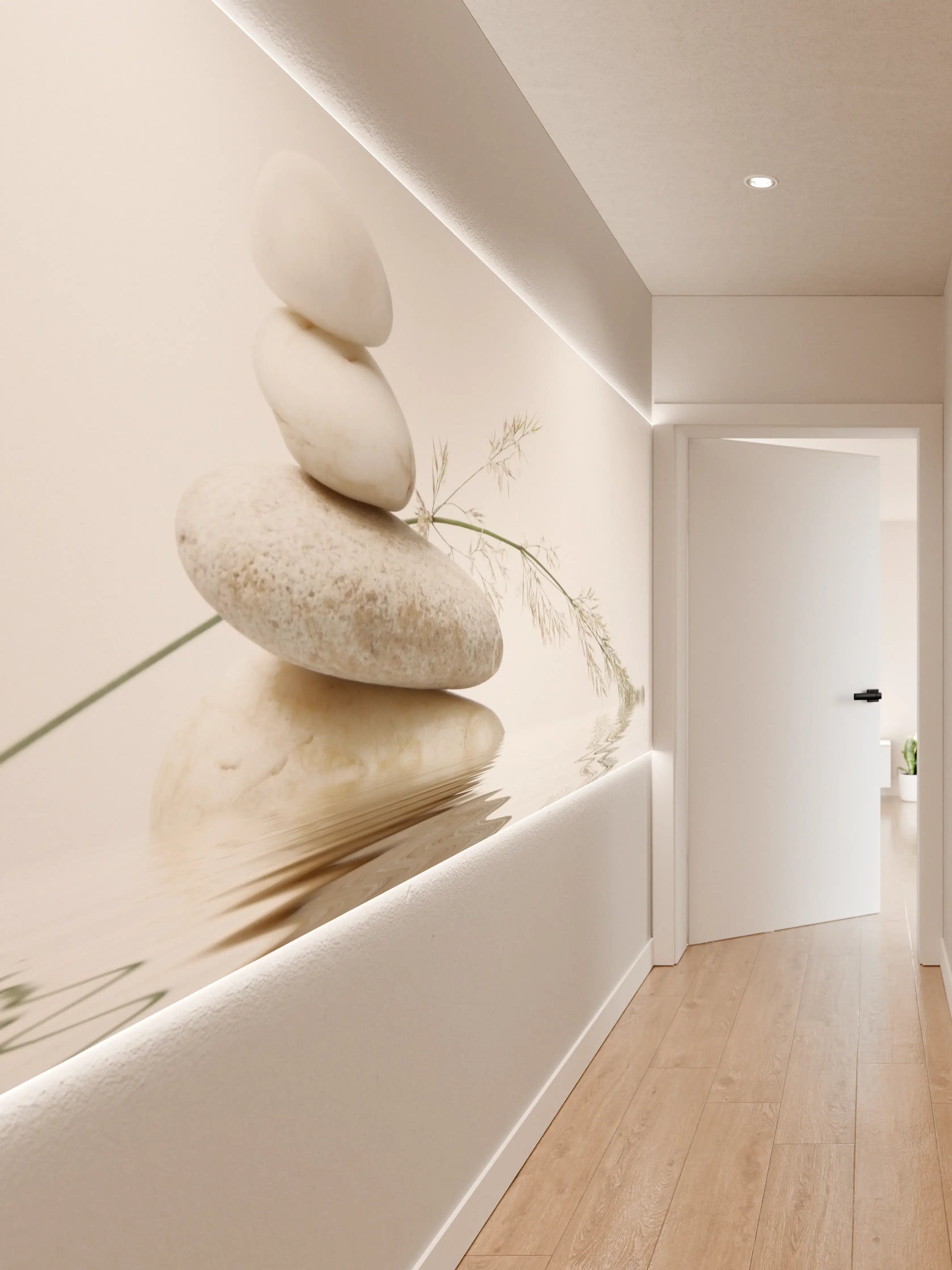 Wandverkleidung Flur - Zen Steine und Naturdetail