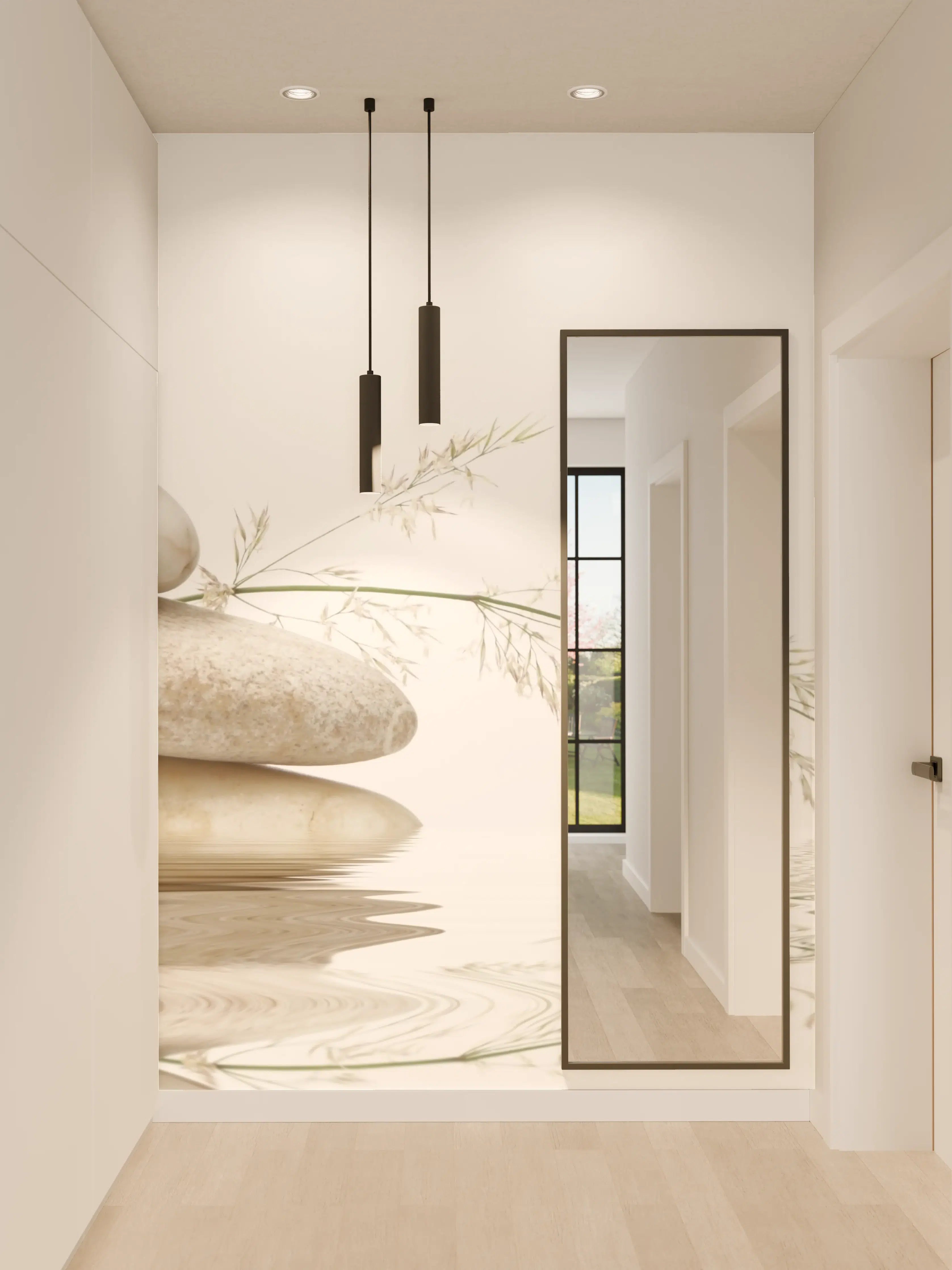 Wandverkleidung Flur - Zen Steine und Naturdetail