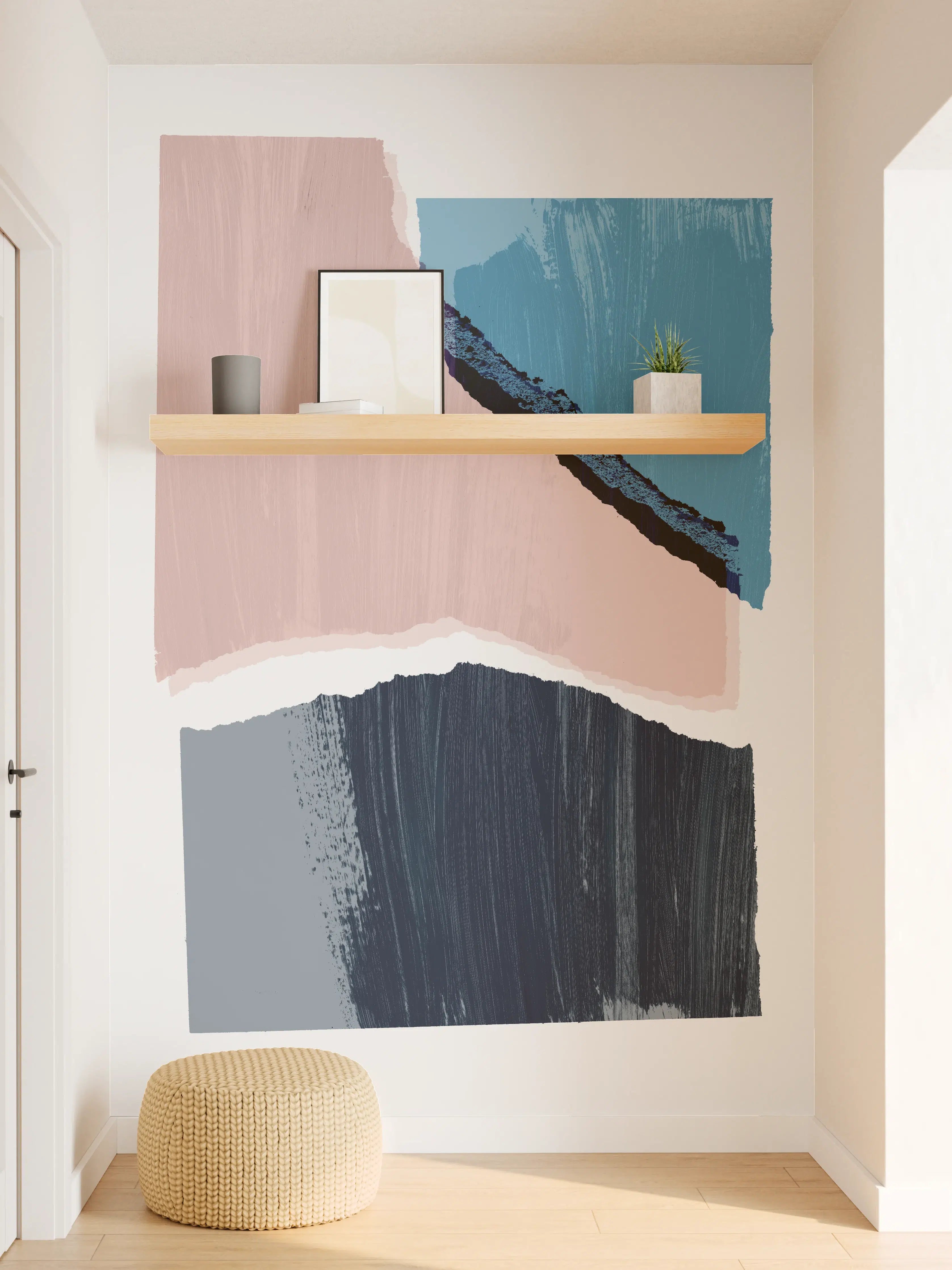 Wandverkleidung Flur - Zerrissenes Papier Muster - Kunst 